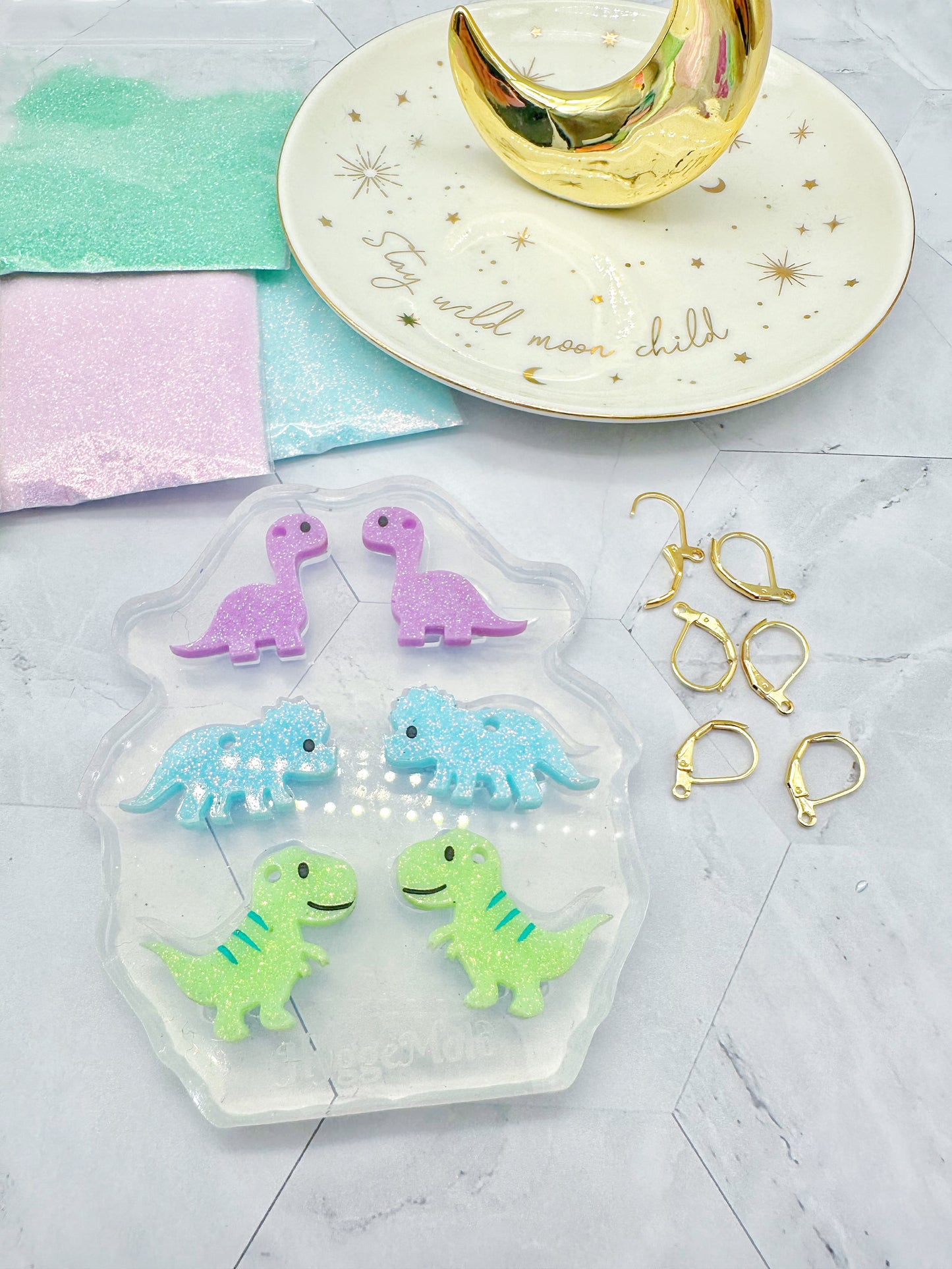 Small Dino Trio Dangle Earring Mold