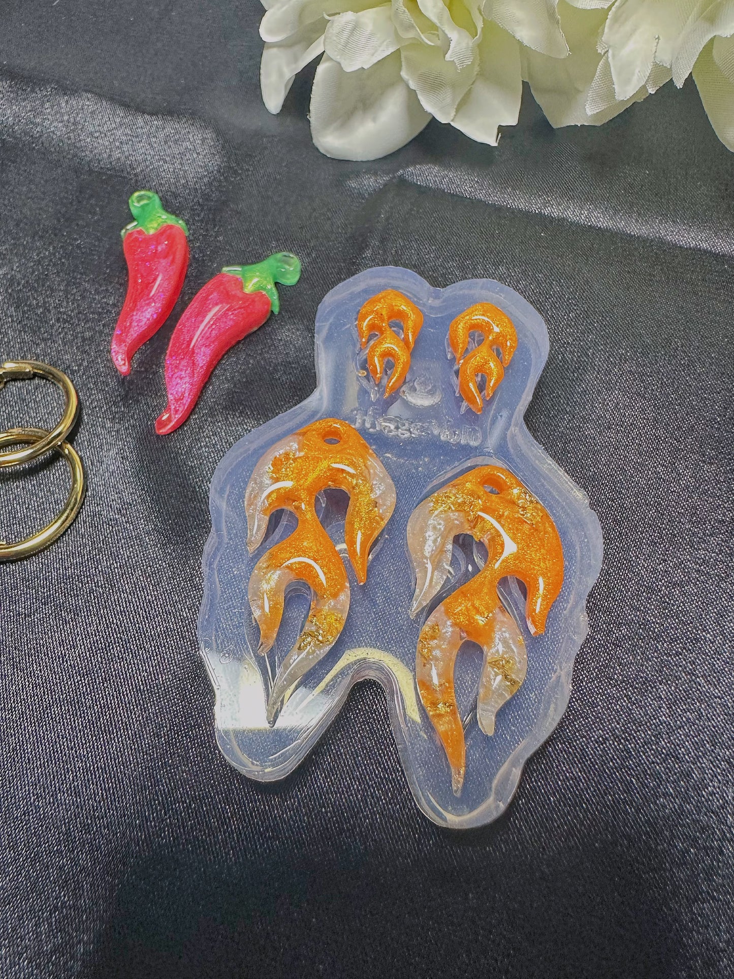 Predomed Flame Stud and Dangle Earring Mold for Hoop Charms