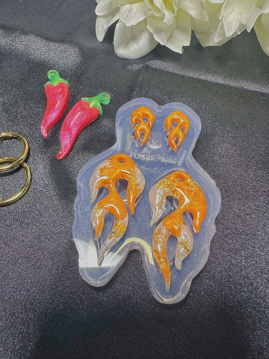 Predomed Flame Stud and Dangle Earring Mold for Hoop Charms