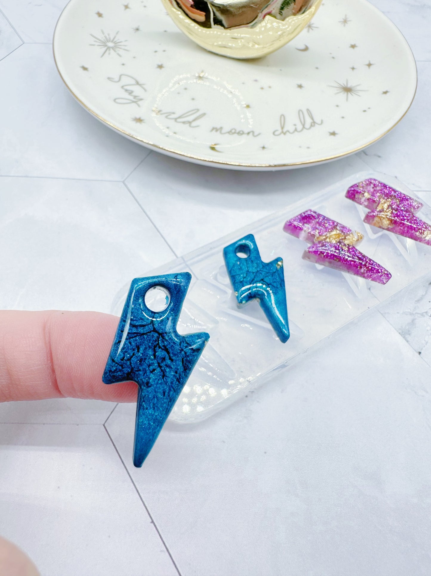 Predomed Lightning Bolt Hoop Charm Earring Mold