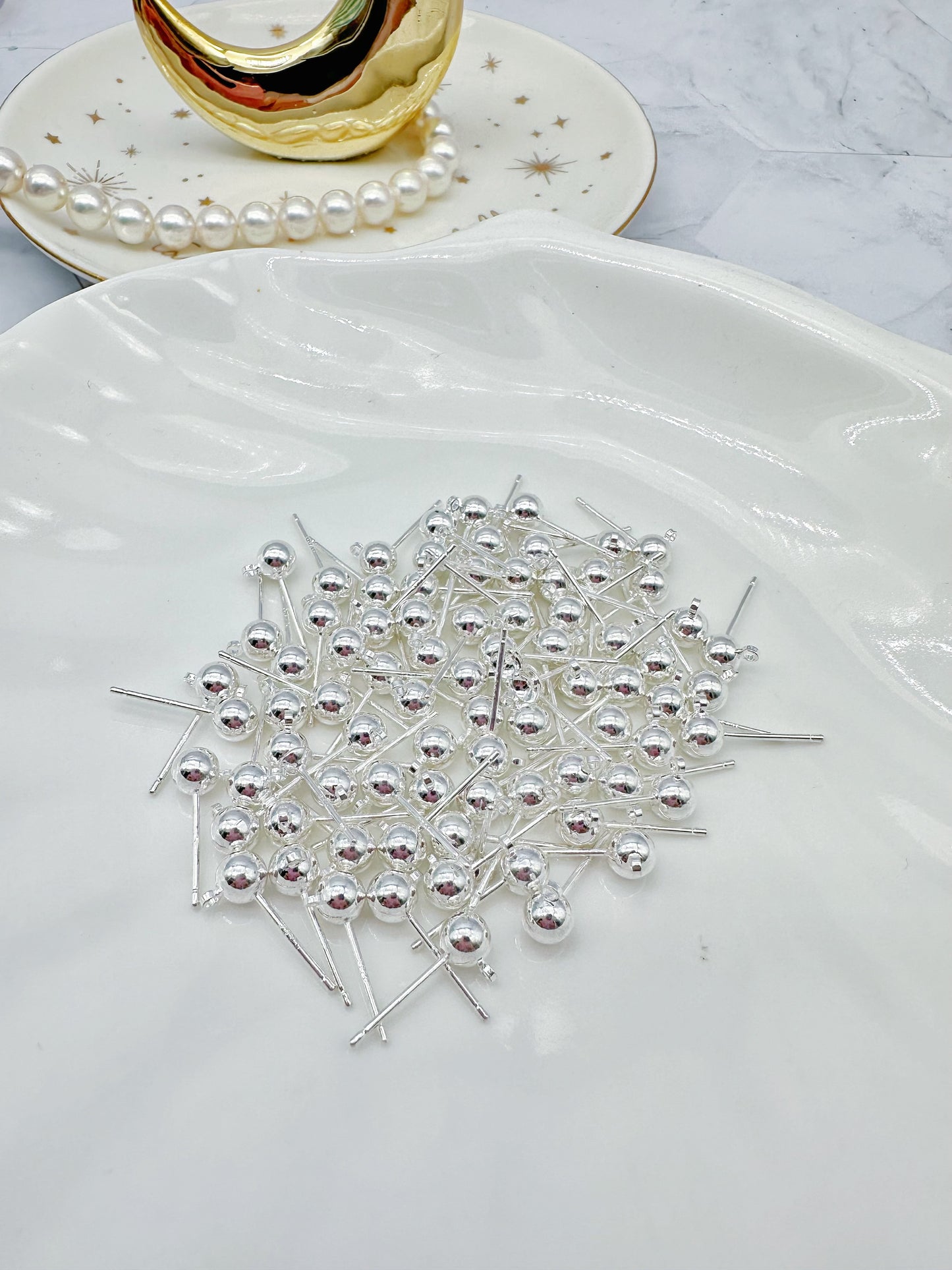 High Quality Silver Ball Shape Earring Posts