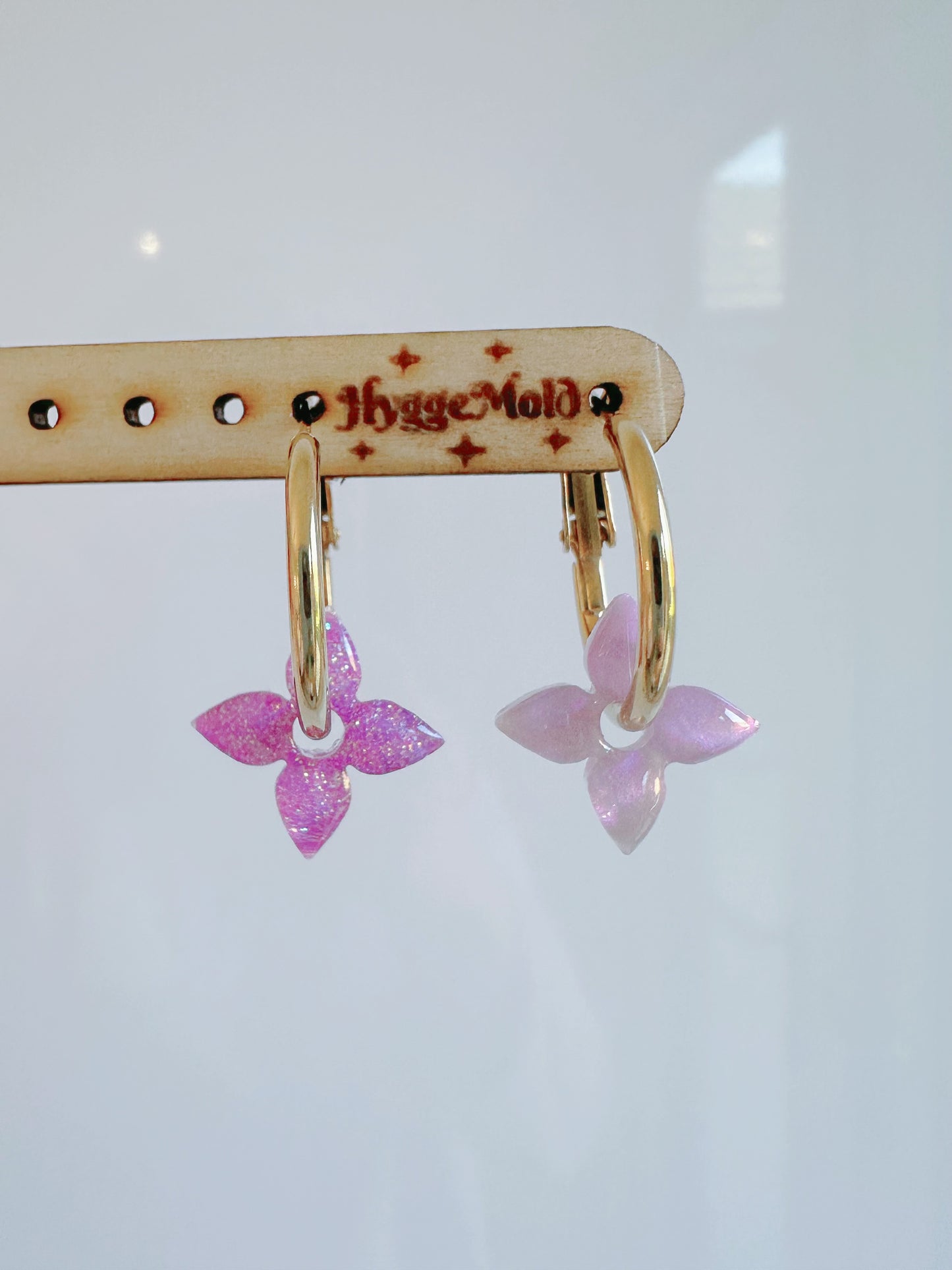 Dainty 1.6 cm Four-petal Open Flower Shape Hoop Spinner Earring Mold Stud Mold