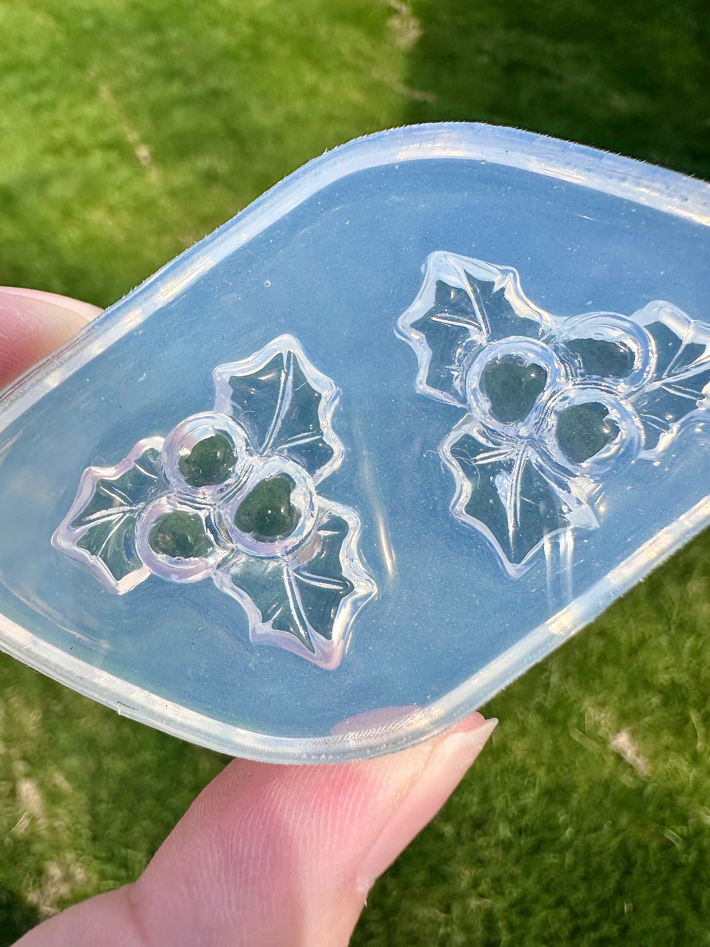 3D Christmas Holly Brooch Earring Mold