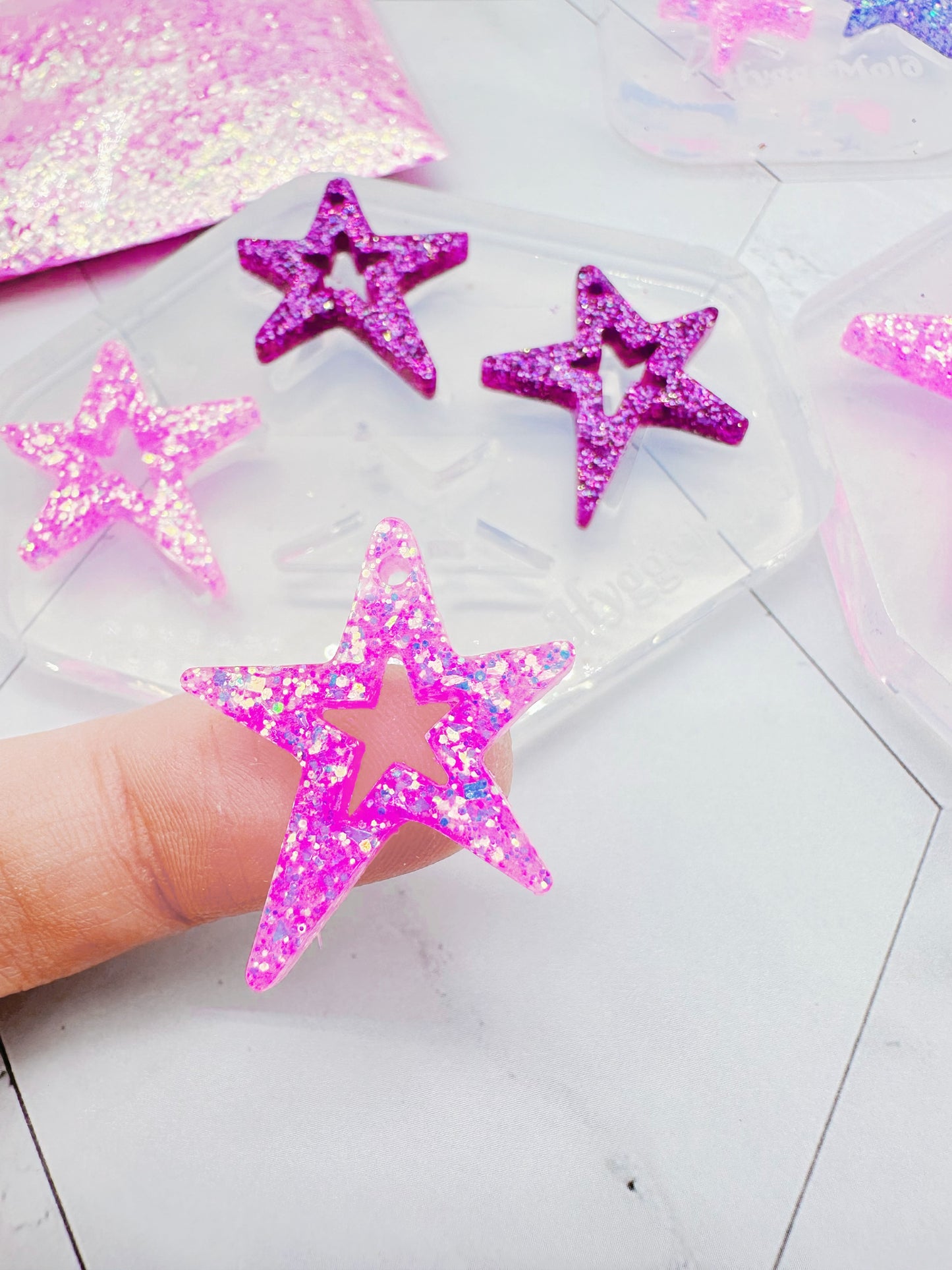 Large/Small Wonky Star Open Star Silicone Mold for Resin Earrings Celestial