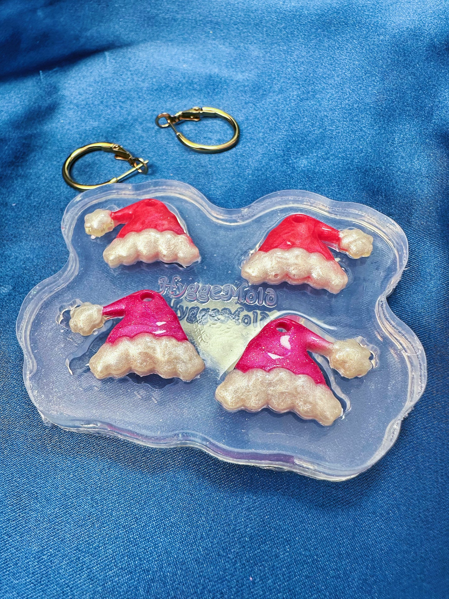 Small Predomed Christmas Santa Hat Dangle Earring Mold