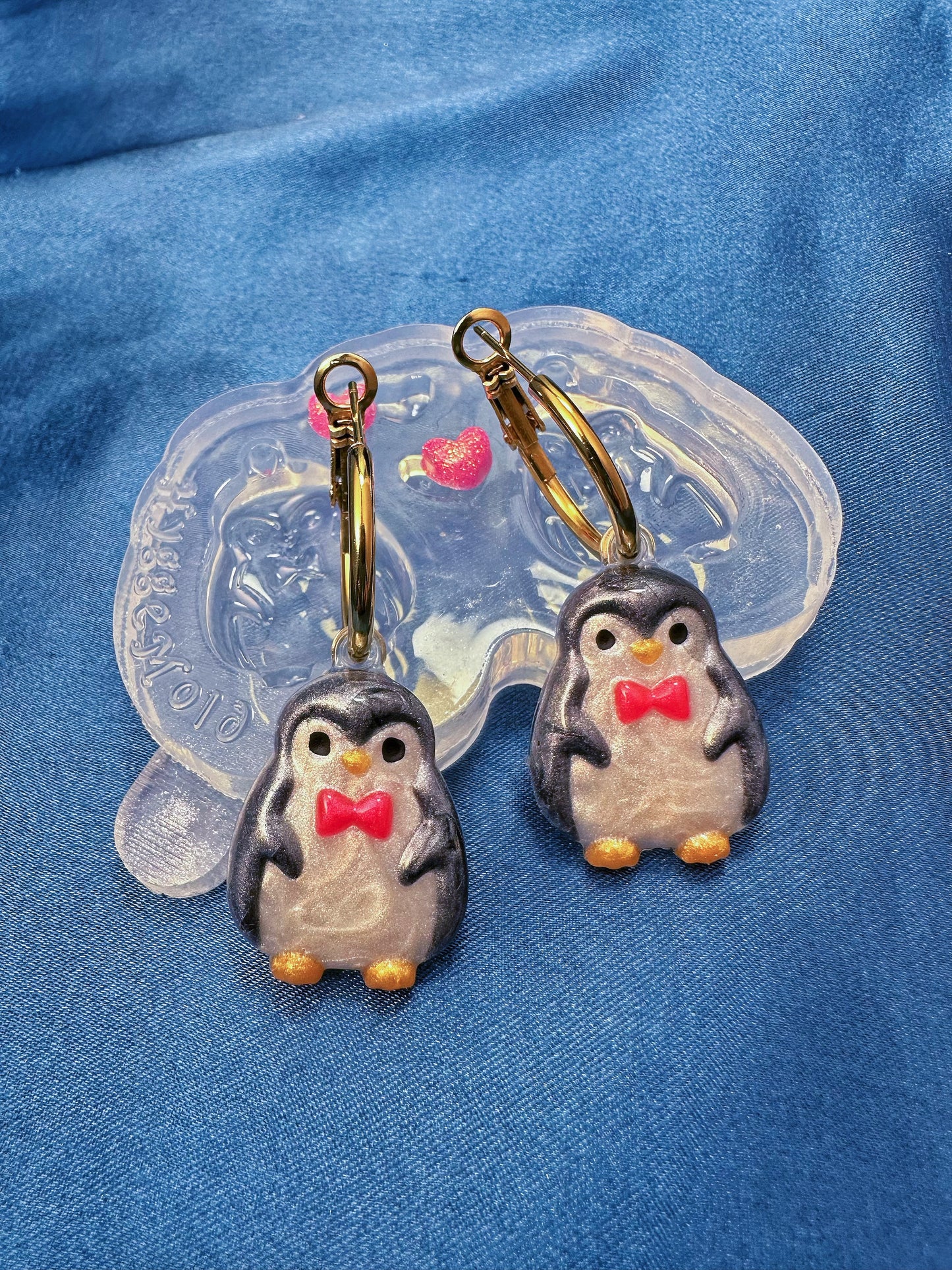 Small Predomed Christmas Penguin Dangle Earring Mold