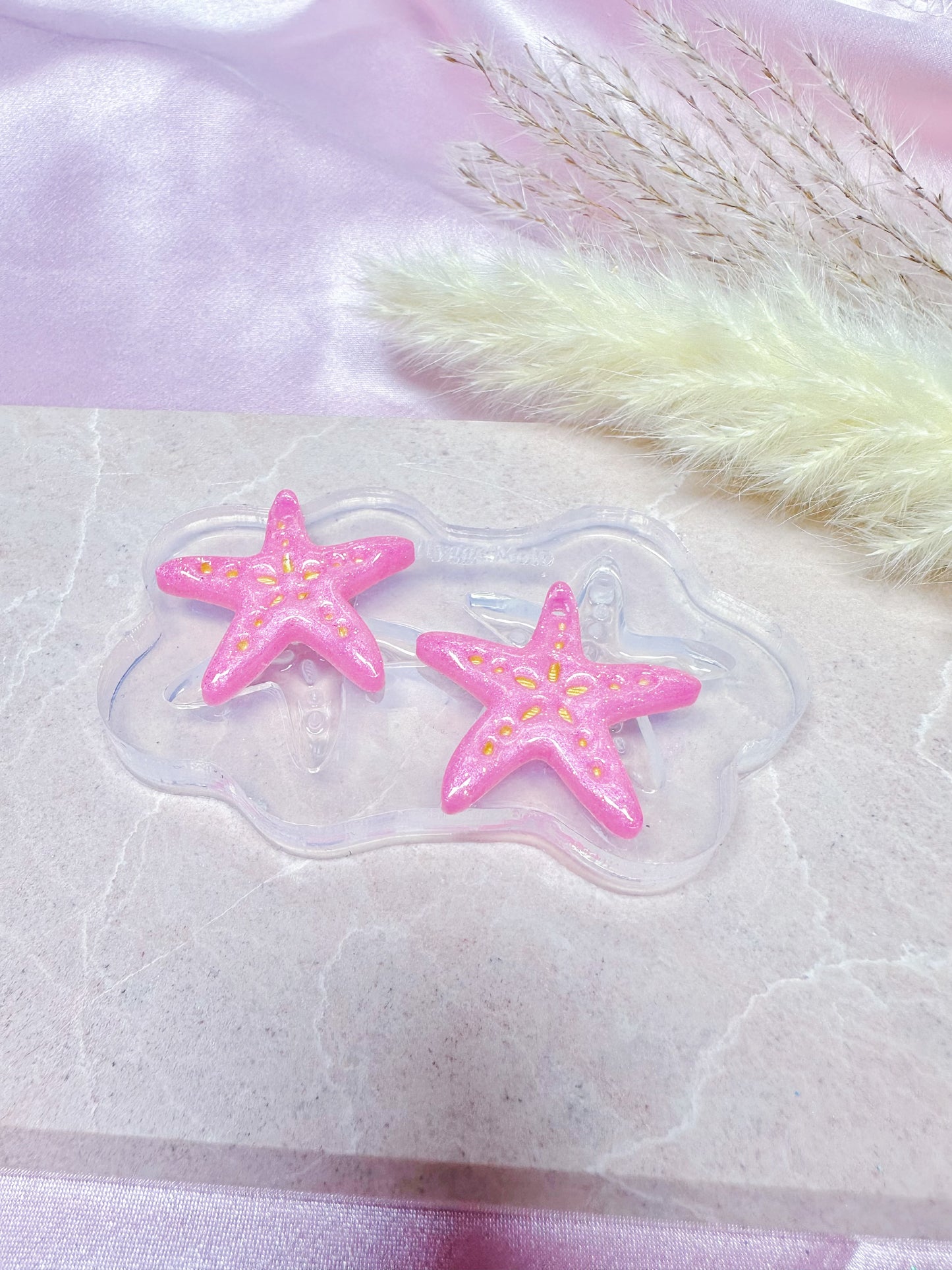 Domed Etched Starfish Dangle Earring Mold for Hoop Charms