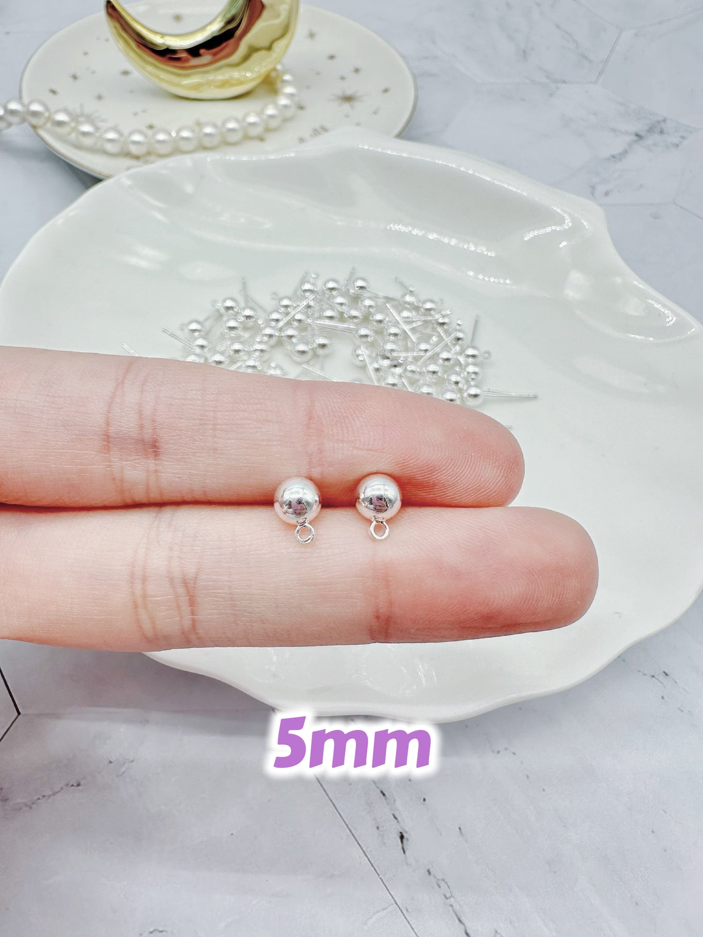 High Quality Silver Ball Shape Earring Posts