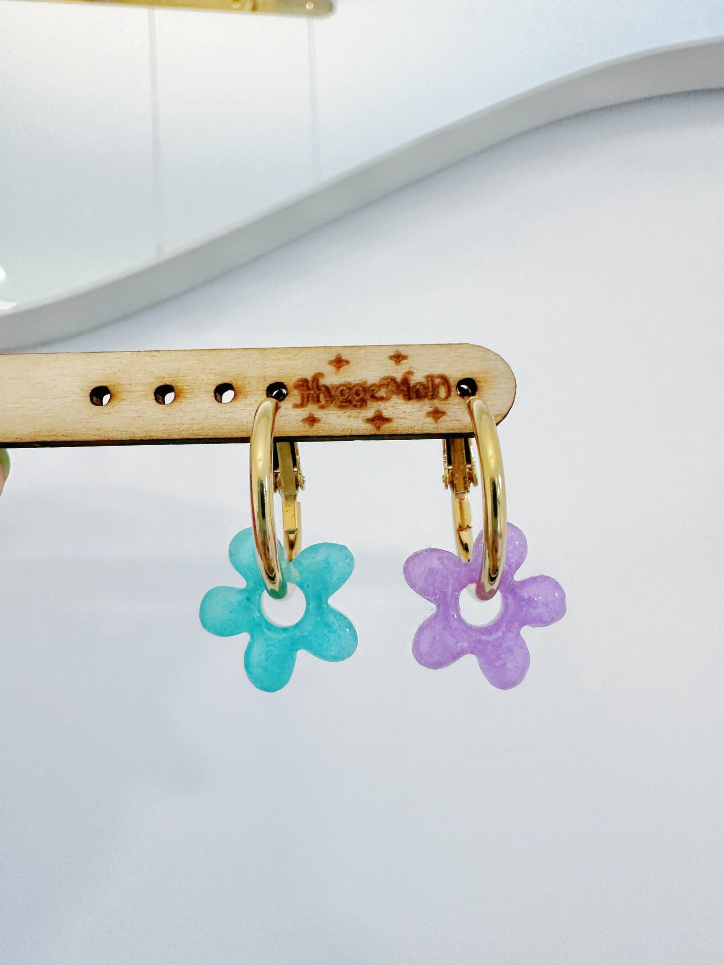 Dainty 1.6 cm Organic Open Flower Shape Hoop Spinner Earring Mold Stud Mold