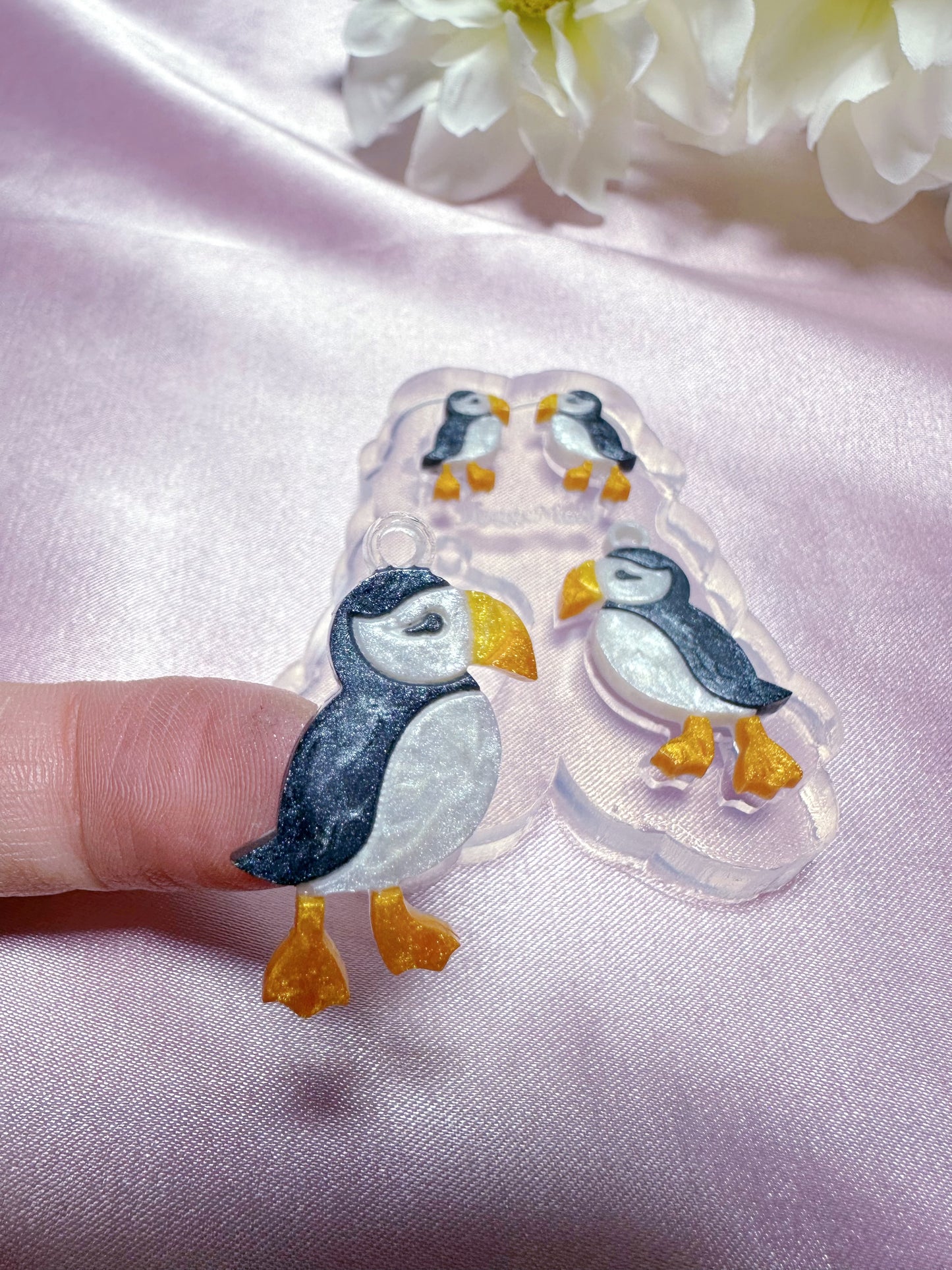 Small Puffin Bird Stud Dangle Earring Mold Palette