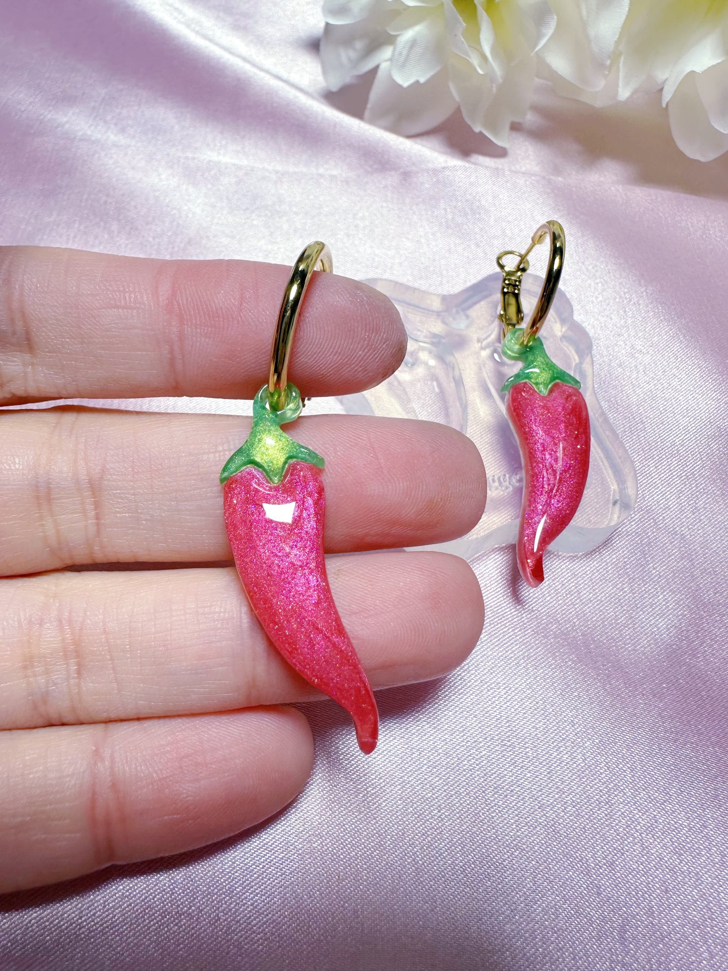 Small Predomed Chilli Dangle Earring Mold for Hoop Charms