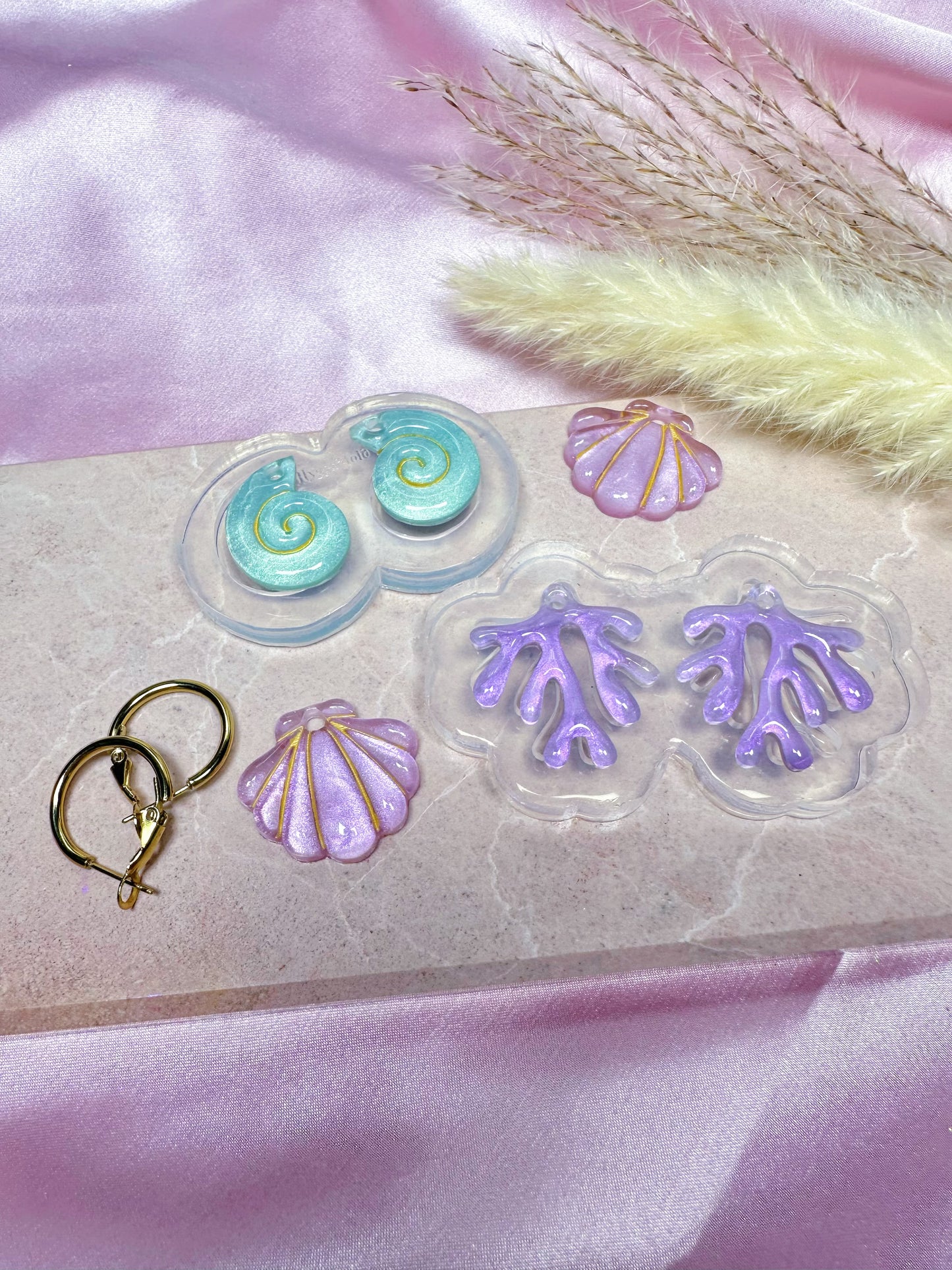 Predomed Coral Dangle Earring Mold for Hoop Charms