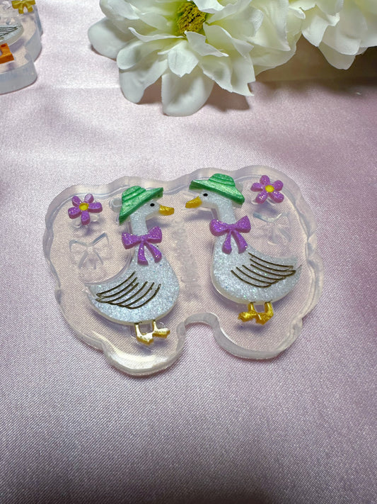 Goose with a hat and ribbon bow Earring Mold