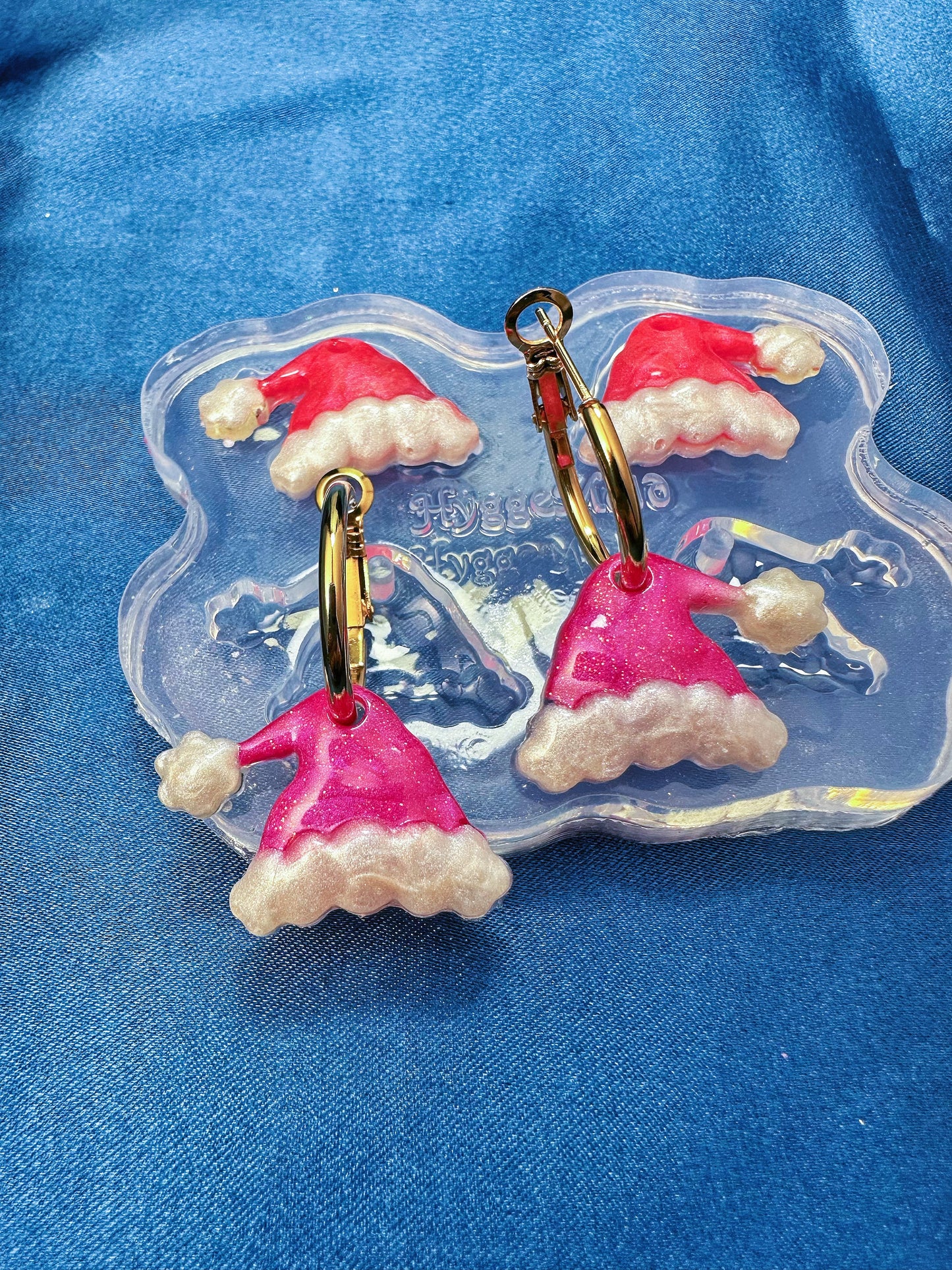 Small Predomed Christmas Santa Hat Dangle Earring Mold