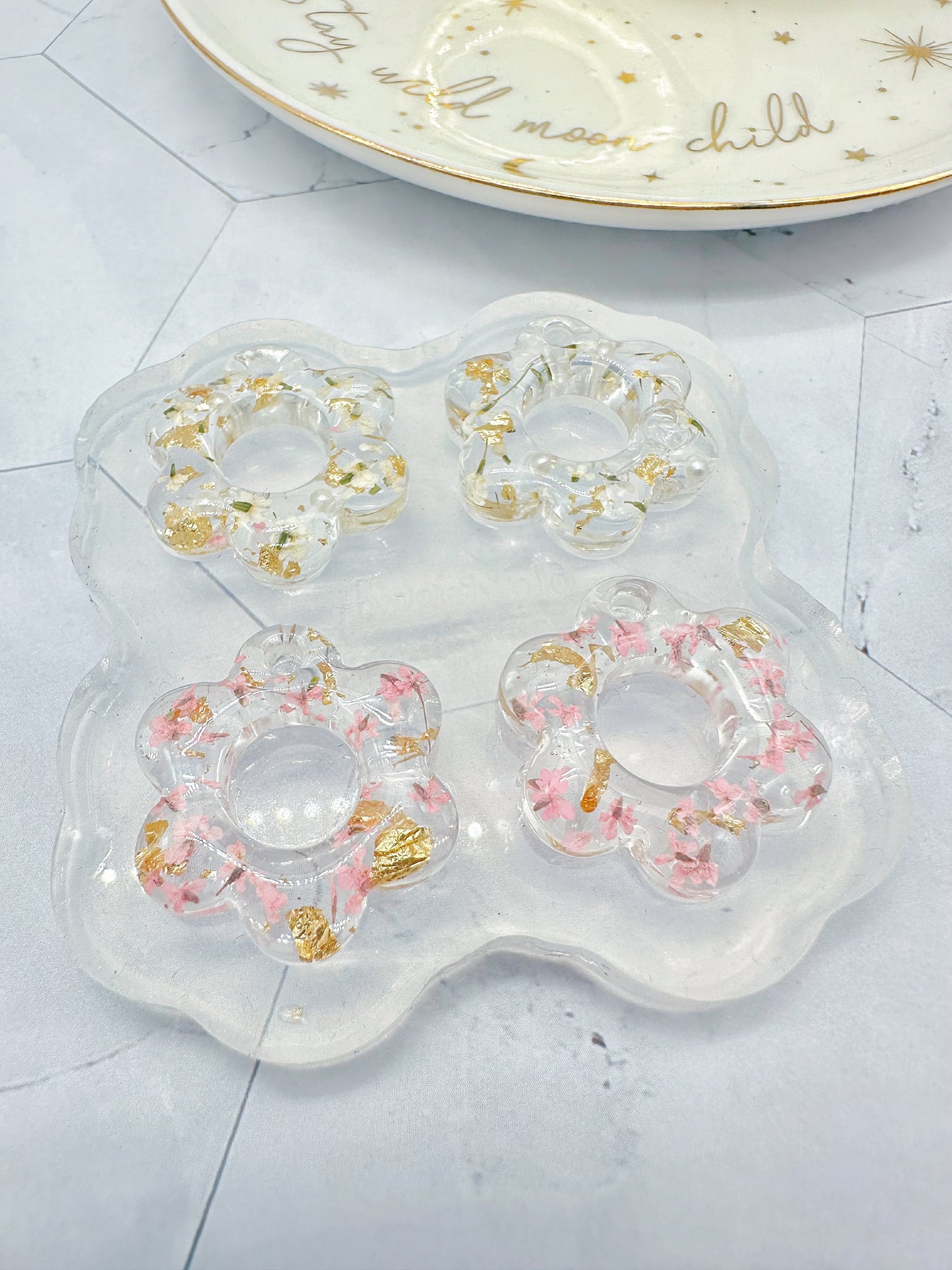 Small Predomed Open Flower Hoop Charm Dangle Earring Mold