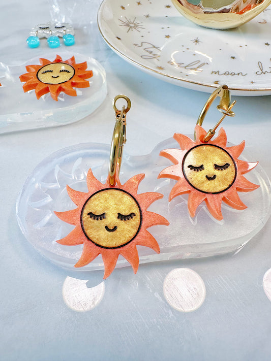 Smiley Sun Dangly Charm Earring Mold for Hoops