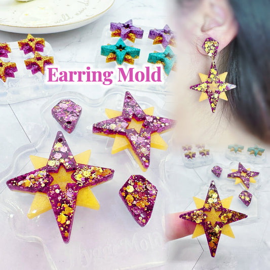 Large Layered Polaris Star Statement Dangle Earring Mold