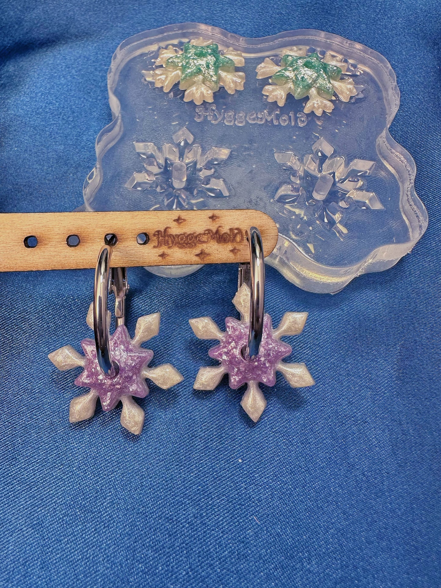 Small Layered Winter Wonderland Snowflake Hoop Spinner Earring Mold