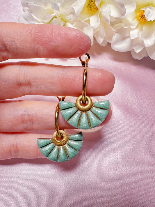 2.5 cm Predomed Art Deco Sunburst Fan Shape Dangle Earring Mold for Hoop Charms