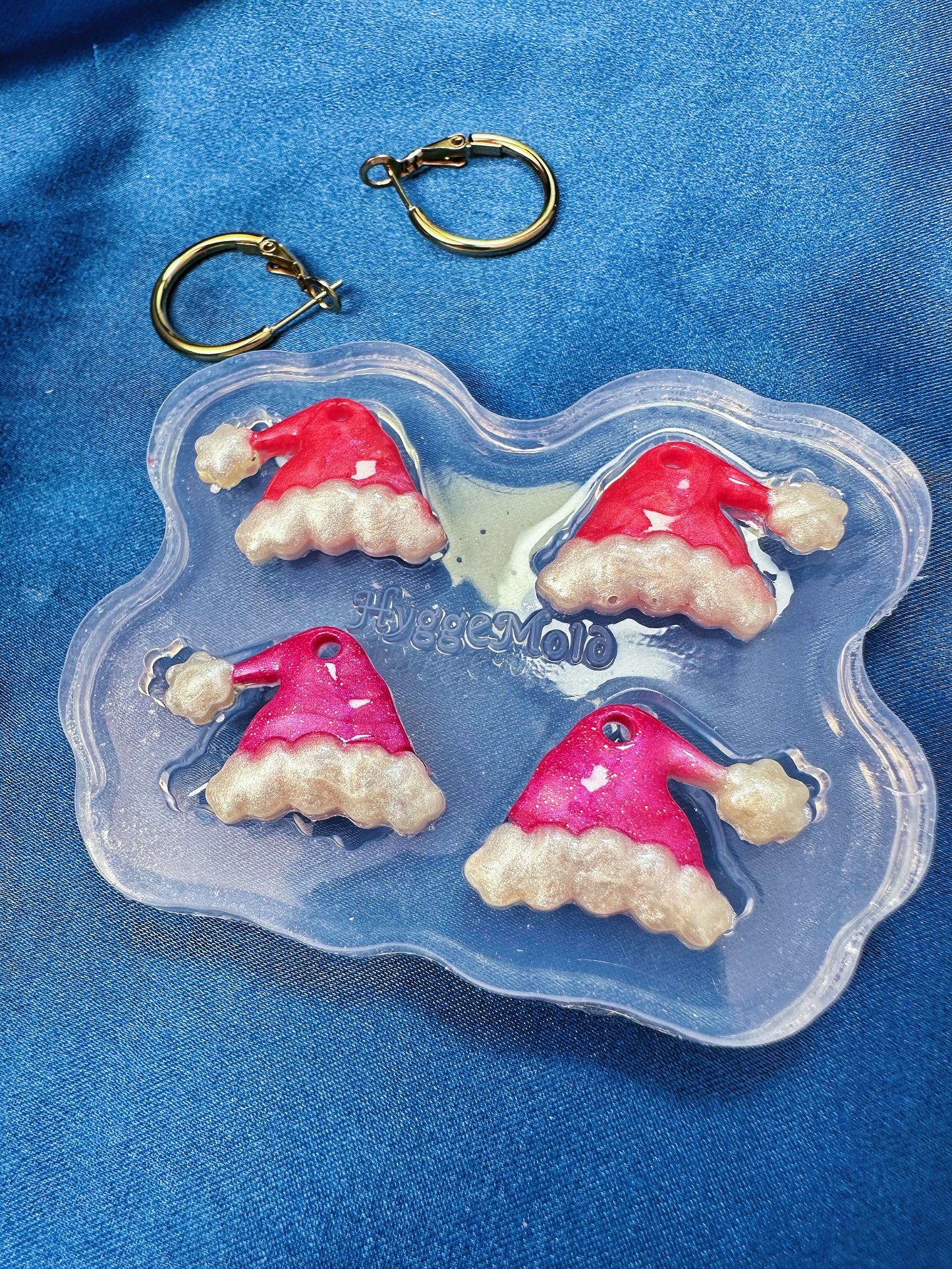 Small Predomed Christmas Santa Hat Dangle Earring Mold