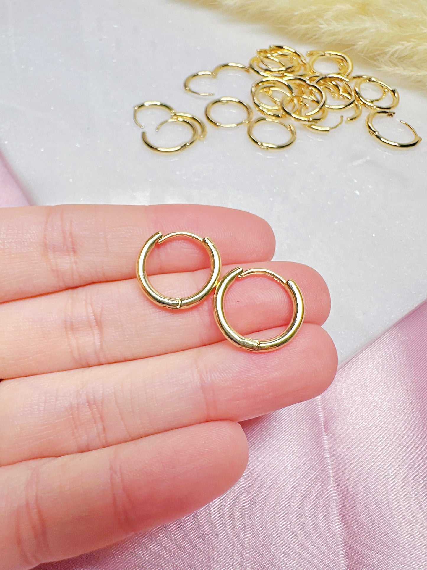 4 Pcs Small 14K Gold-plated Huggie Hoop Earring Findings