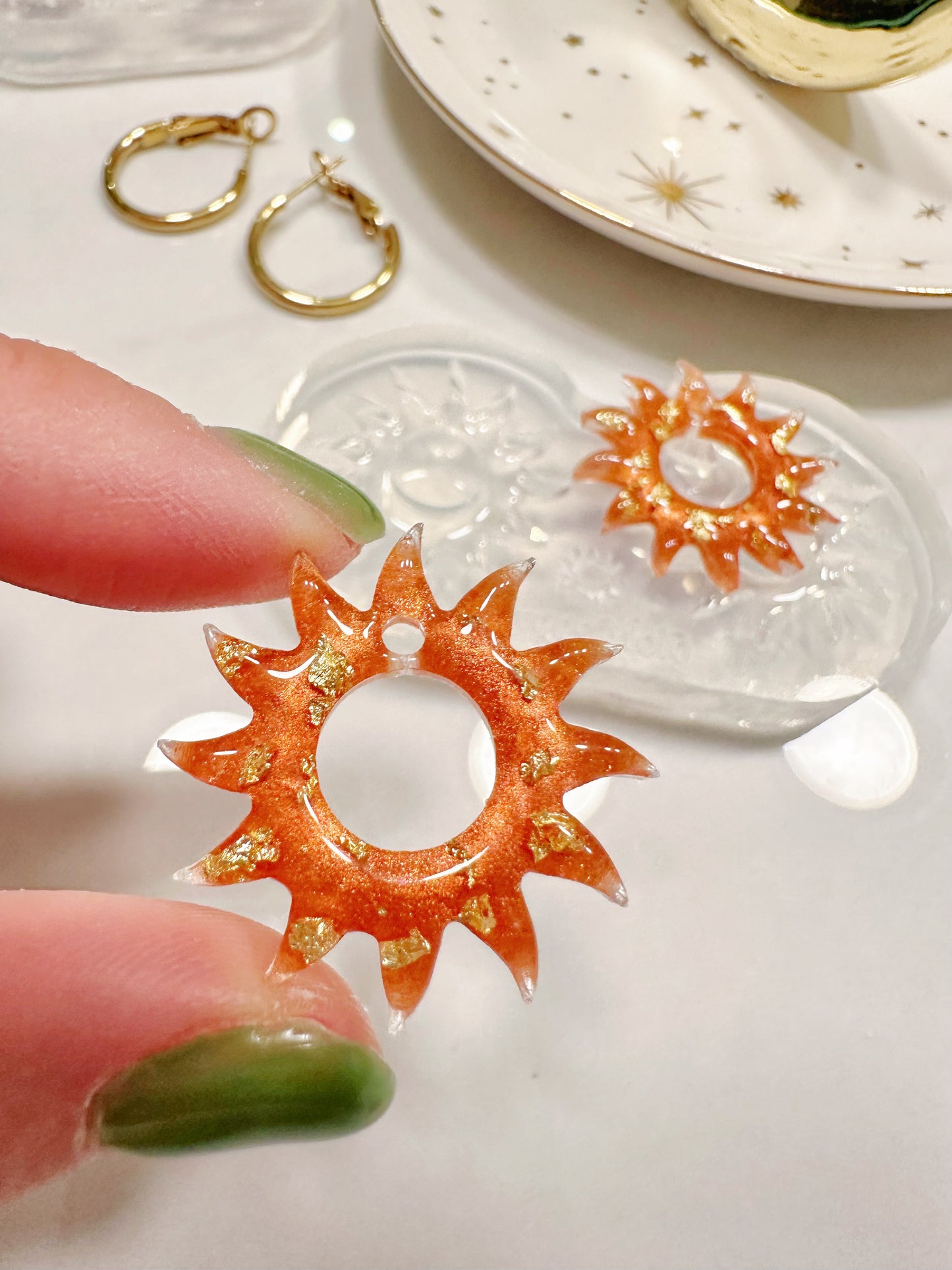 Predomed Sun Dangly Charm Earring Mold for Hoops