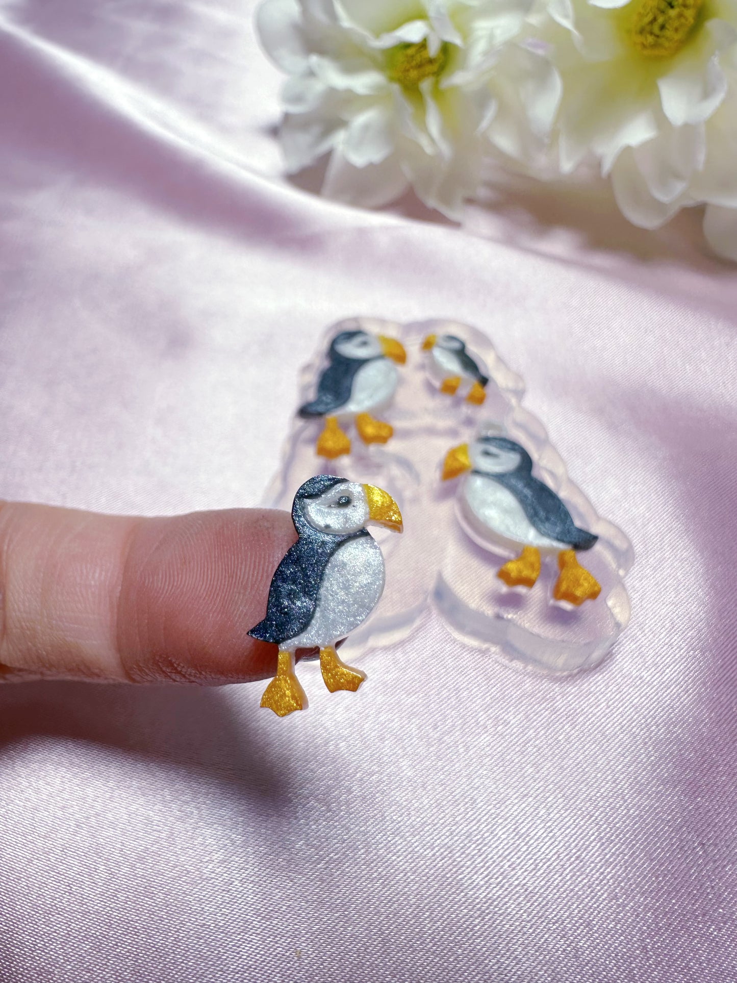 Small Puffin Bird Stud Dangle Earring Mold Palette