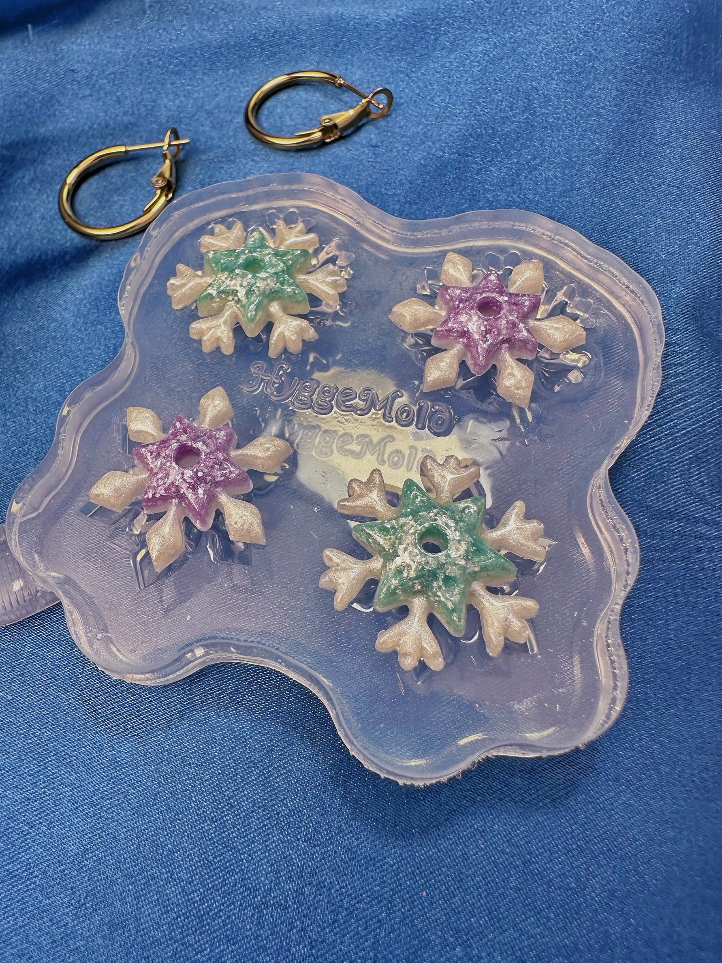 Small Layered Winter Wonderland Snowflake Hoop Spinner Earring Mold