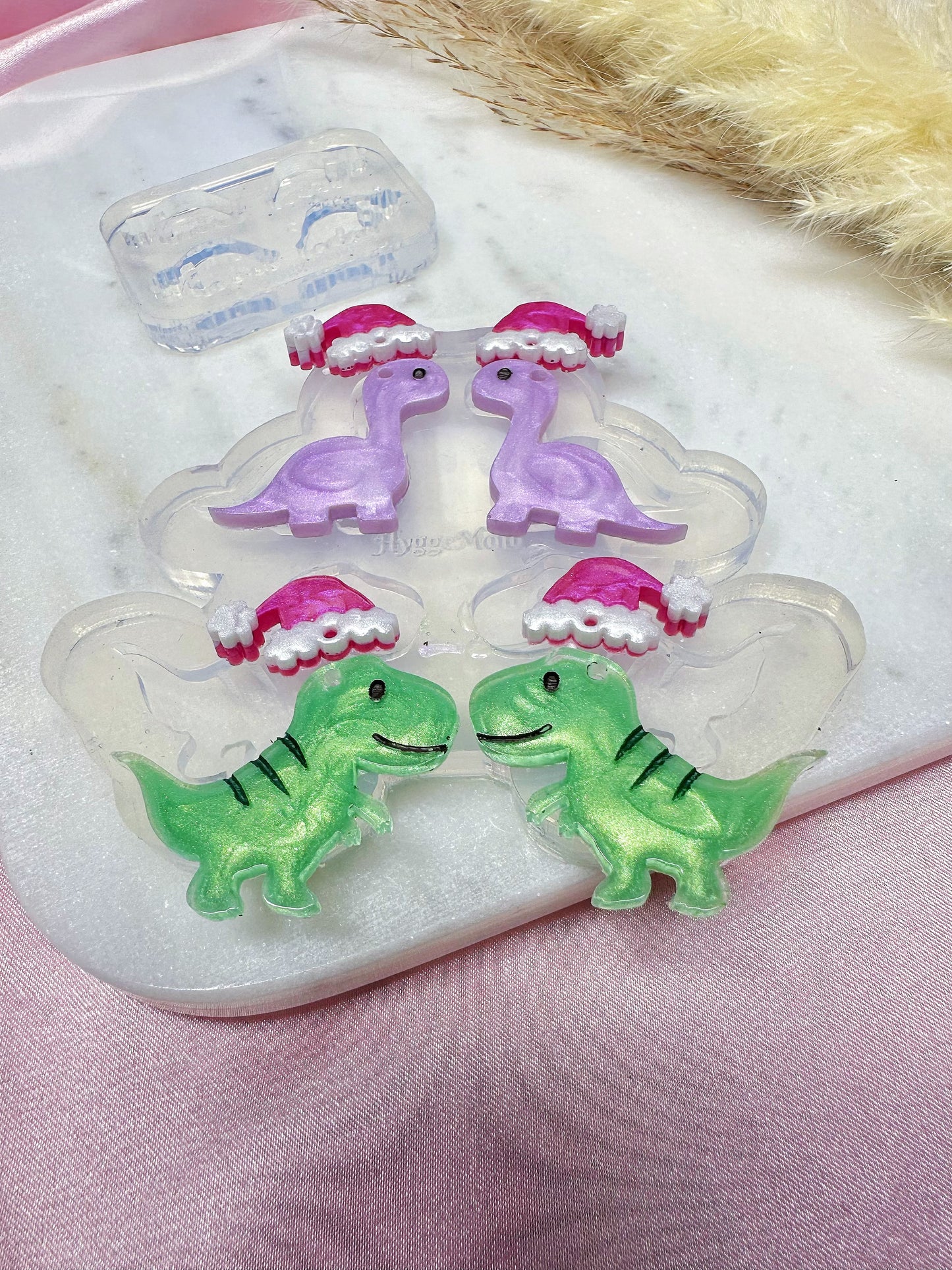 Christmas Santa Hat Dinosaurs Dangle Earring Mold Bundle