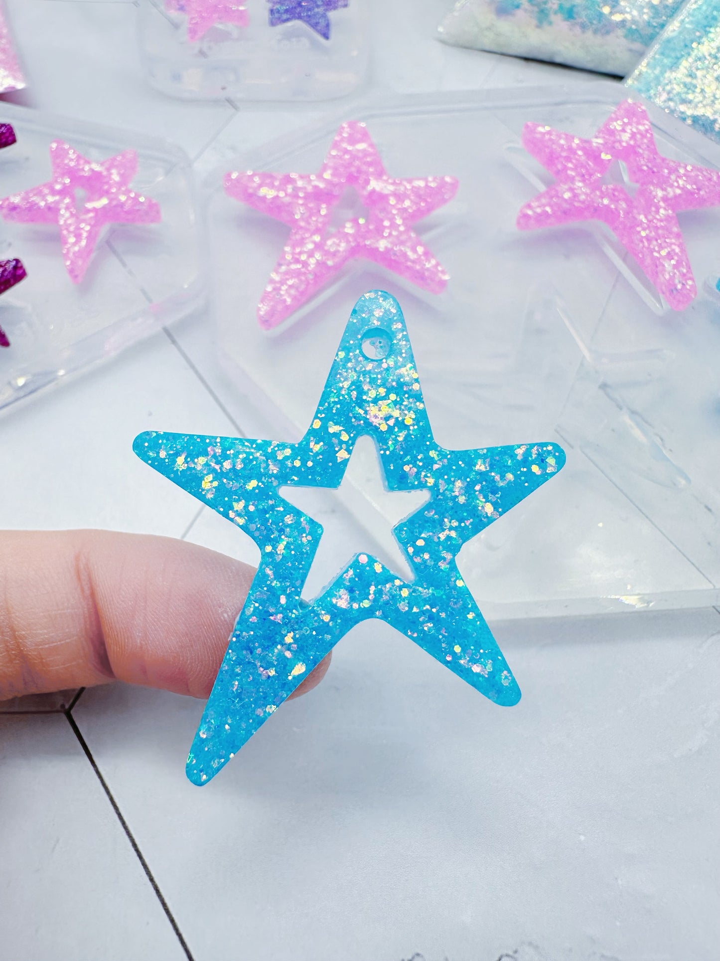 Large/Small Wonky Star Open Star Silicone Mold for Resin Earrings Celestial