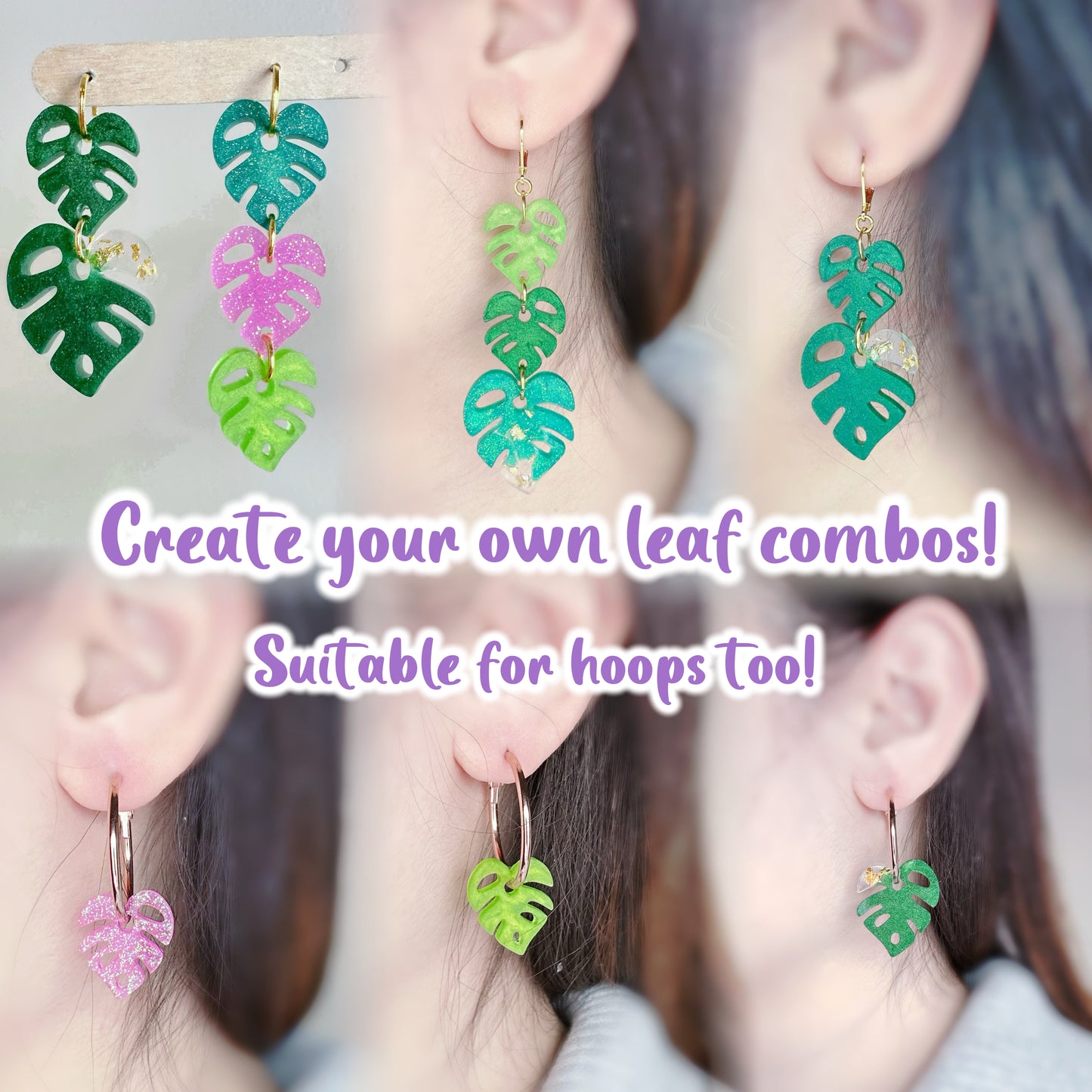 Monstera Leaf Dangle Earring Hoop Charm Molds
