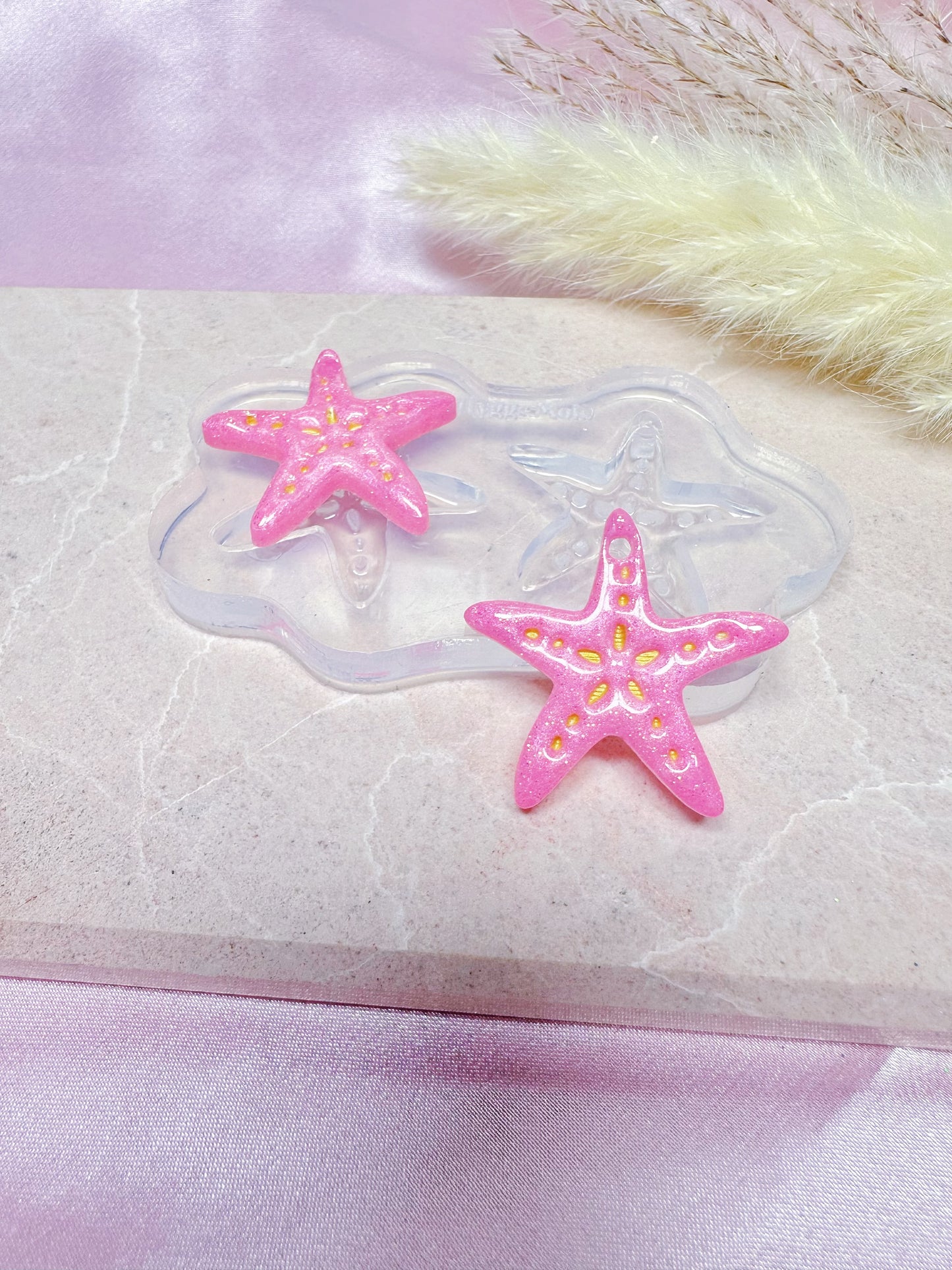 Domed Etched Starfish Dangle Earring Mold for Hoop Charms
