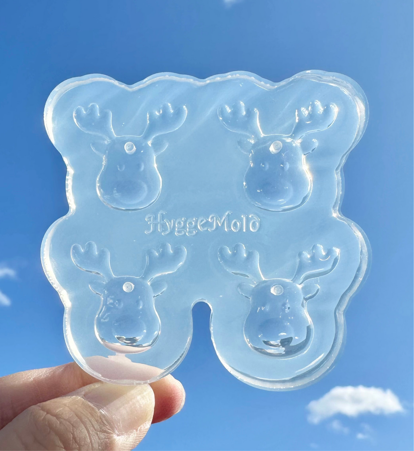 Small Christmas Reindeer Face Dangle Earring Mold