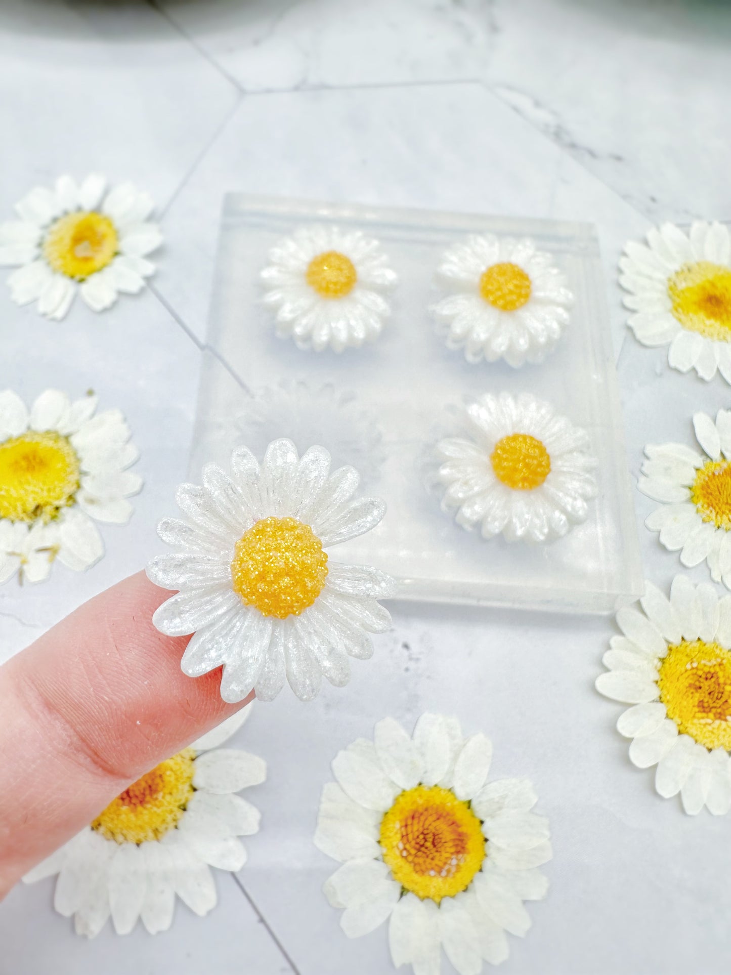 Detailed 3D Daisy Flower Stud Earring Mold