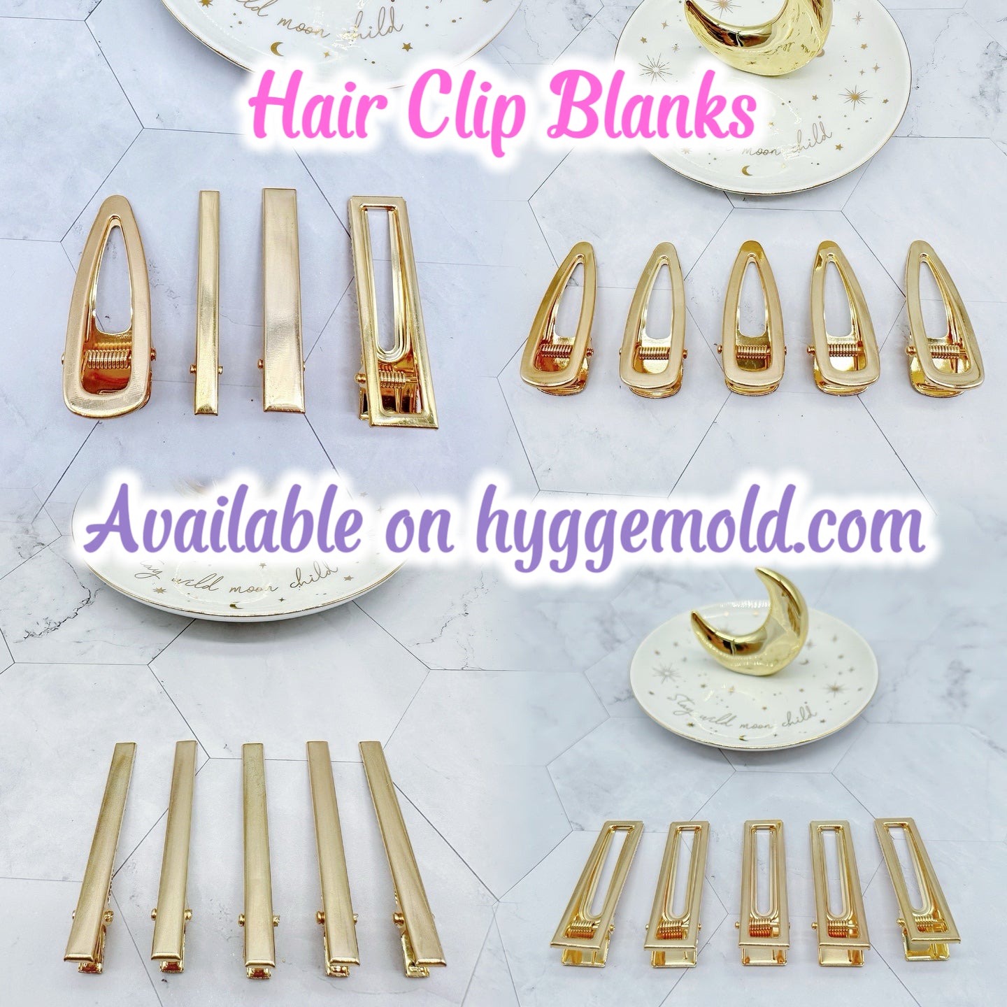 Pre domed Organic Wavy Hair Grip Mold Clear Silicone Mold for Resin Hair Clips