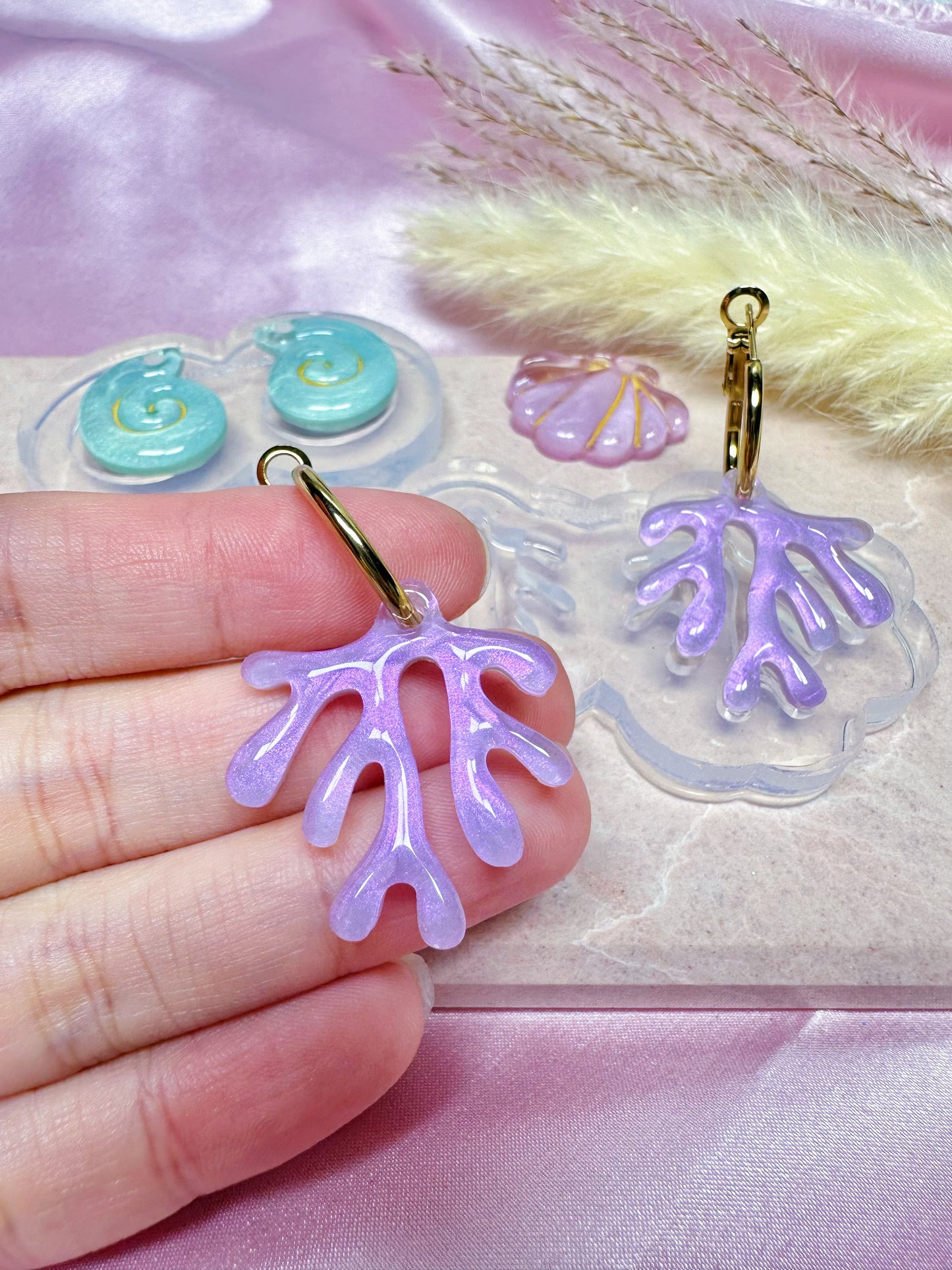 Predomed Coral Dangle Earring Mold for Hoop Charms