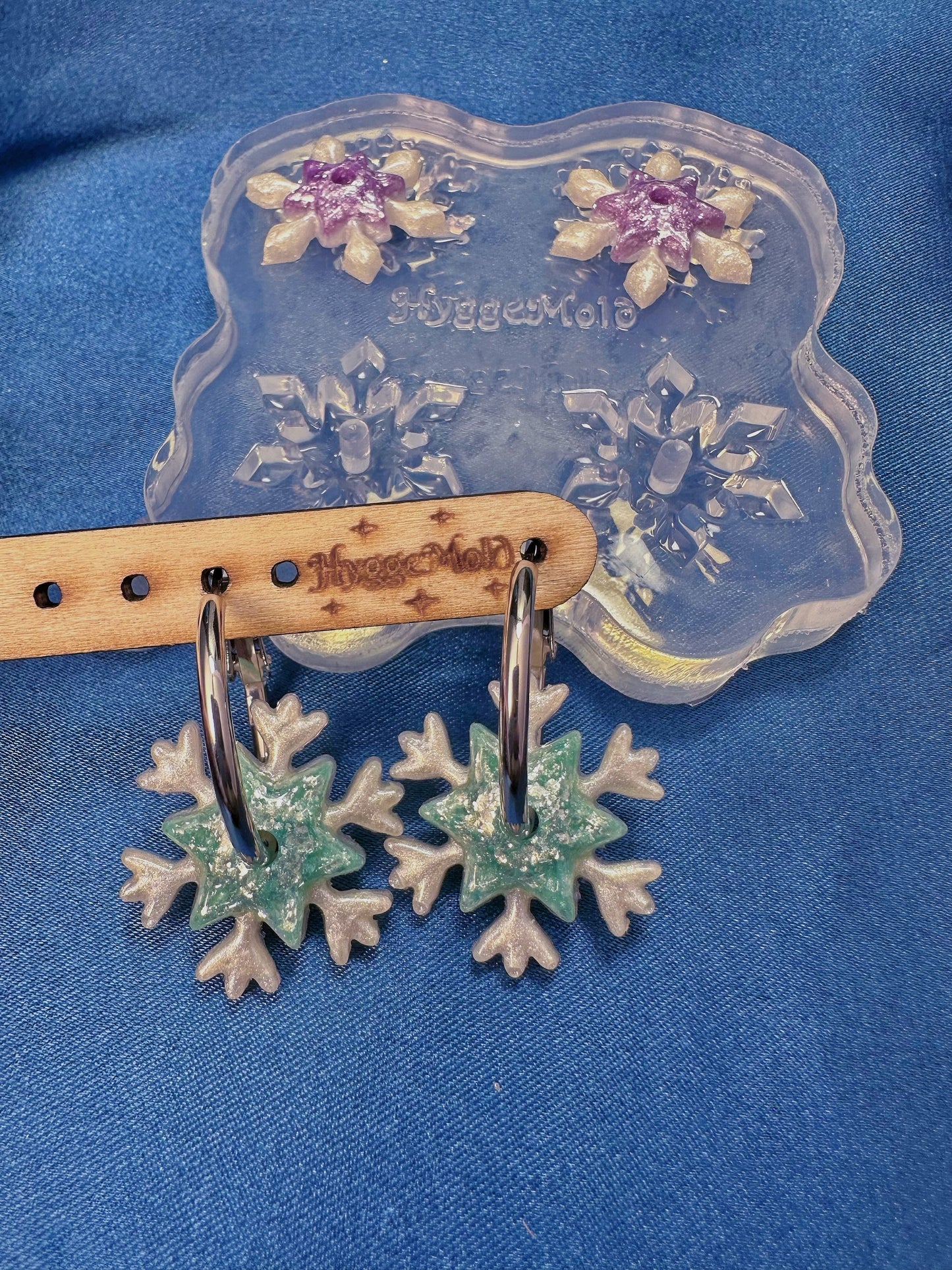 Small Layered Winter Wonderland Snowflake Hoop Spinner Earring Mold