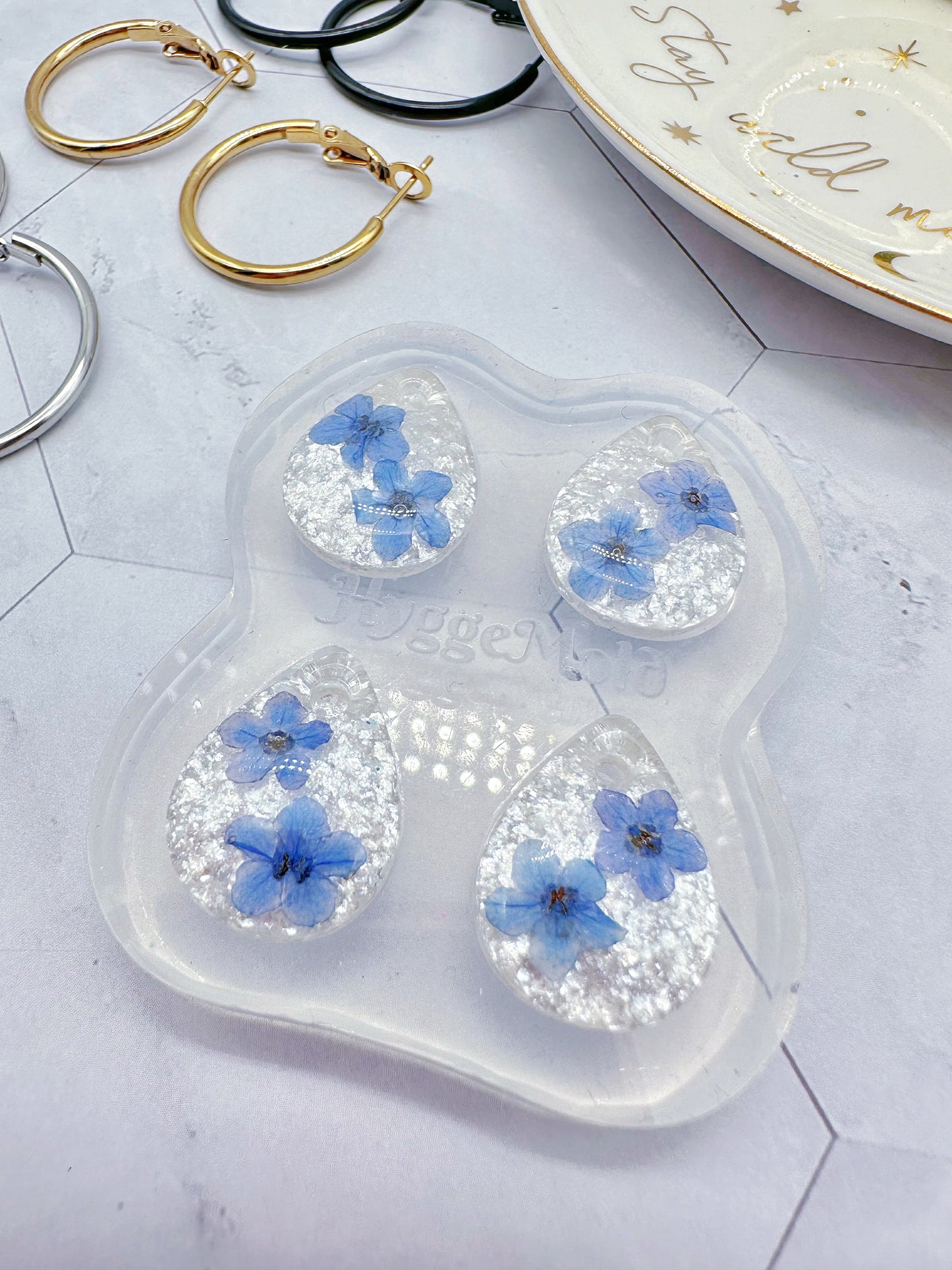 Pre domed Mini Teardrop Hoop Charm Dangle Earring Mold