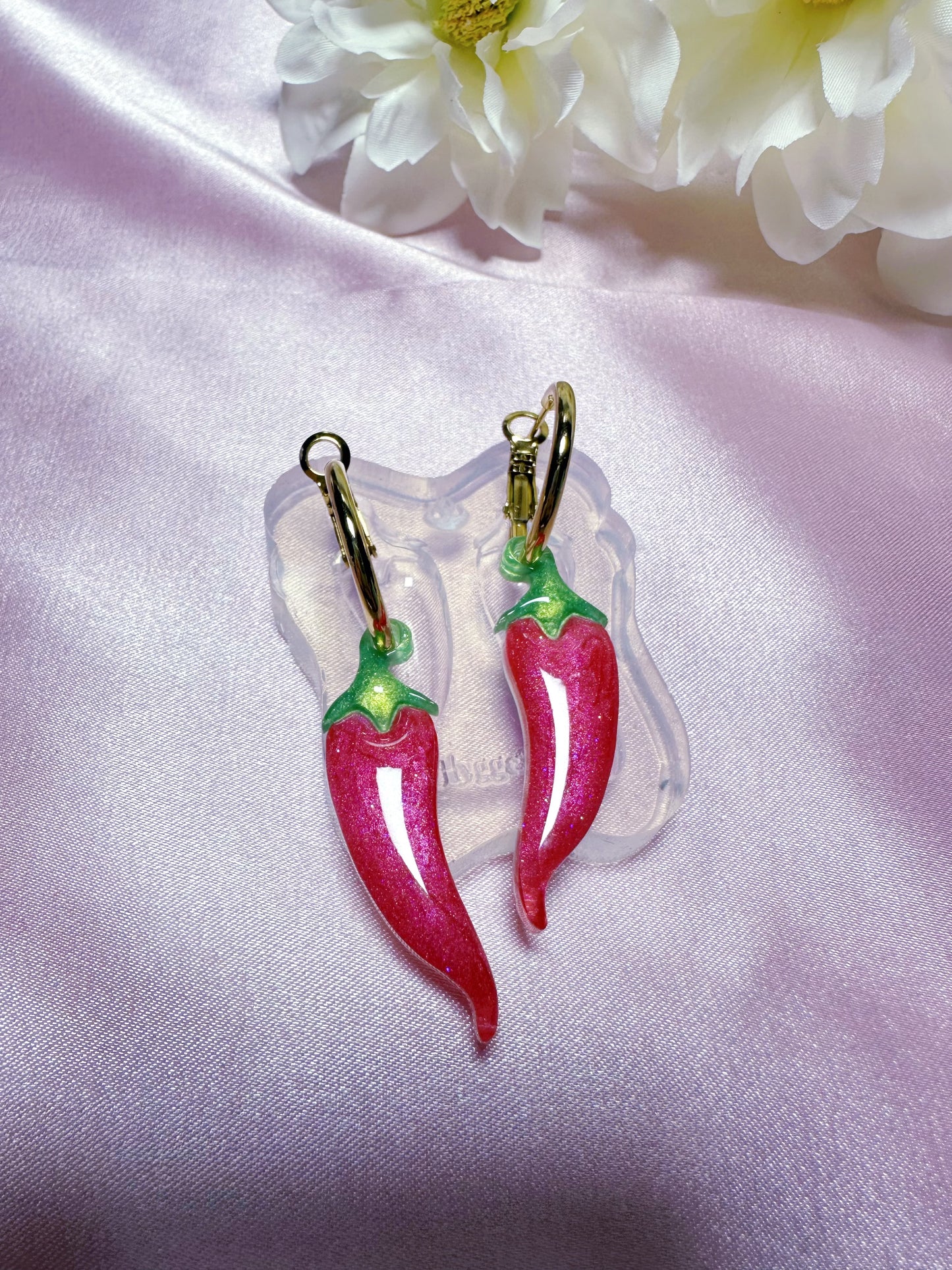 Small Predomed Chilli Dangle Earring Mold for Hoop Charms