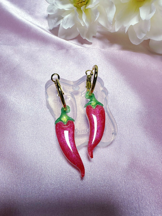 Small Predomed Chilli Dangle Earring Mold for Hoop Charms