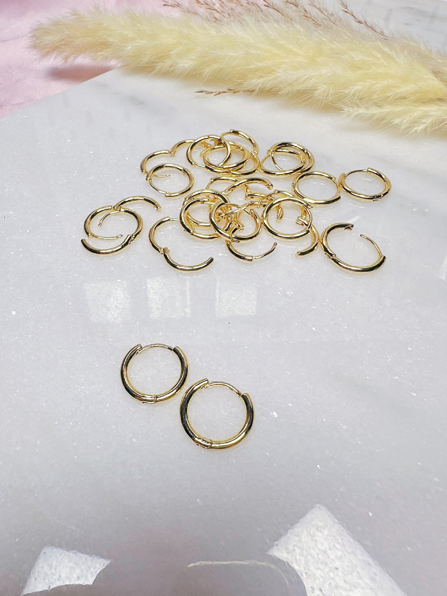 4 Pcs Small 14K Gold-plated Huggie Hoop Earring Findings