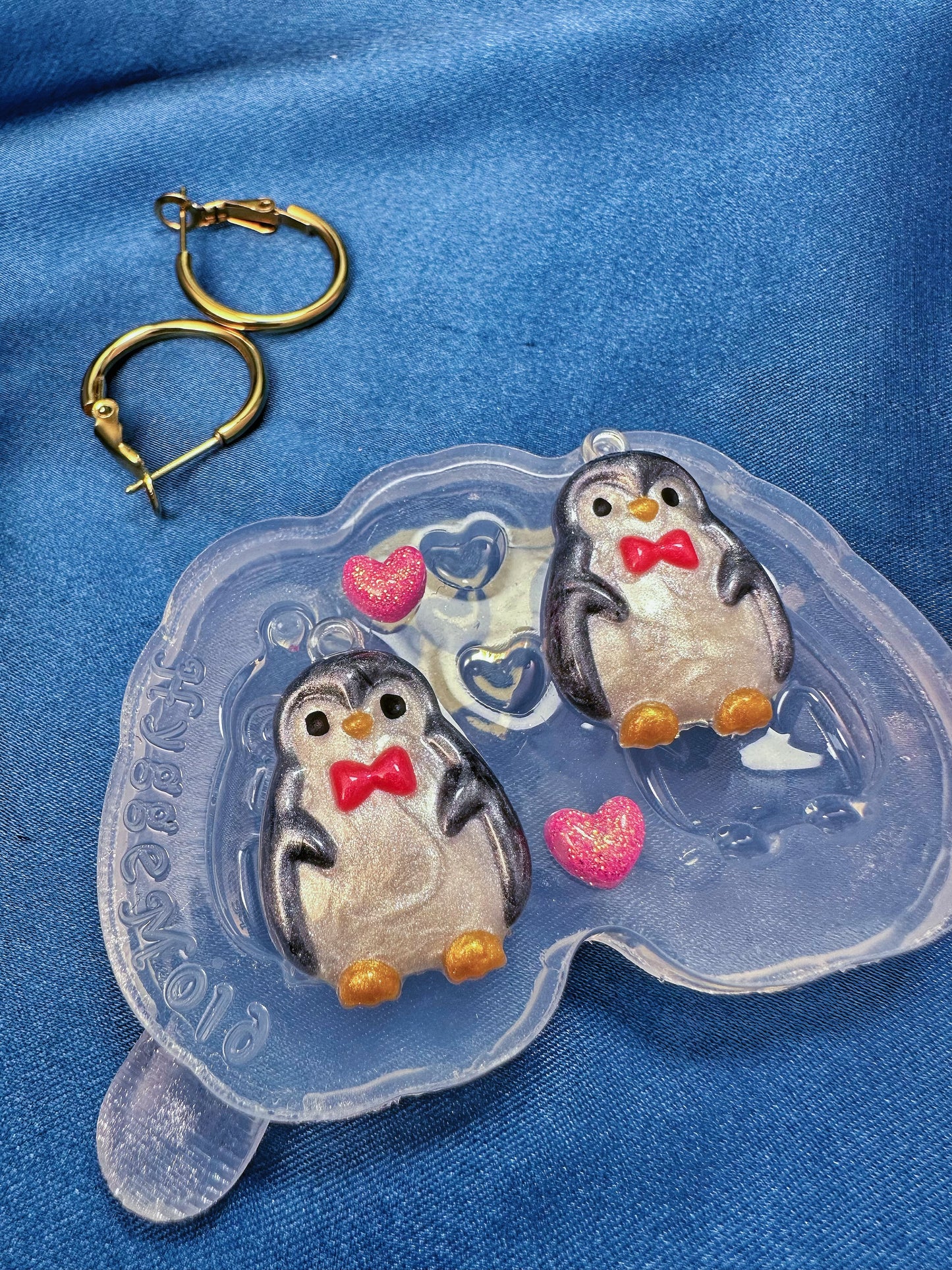 Small Predomed Christmas Penguin Dangle Earring Mold