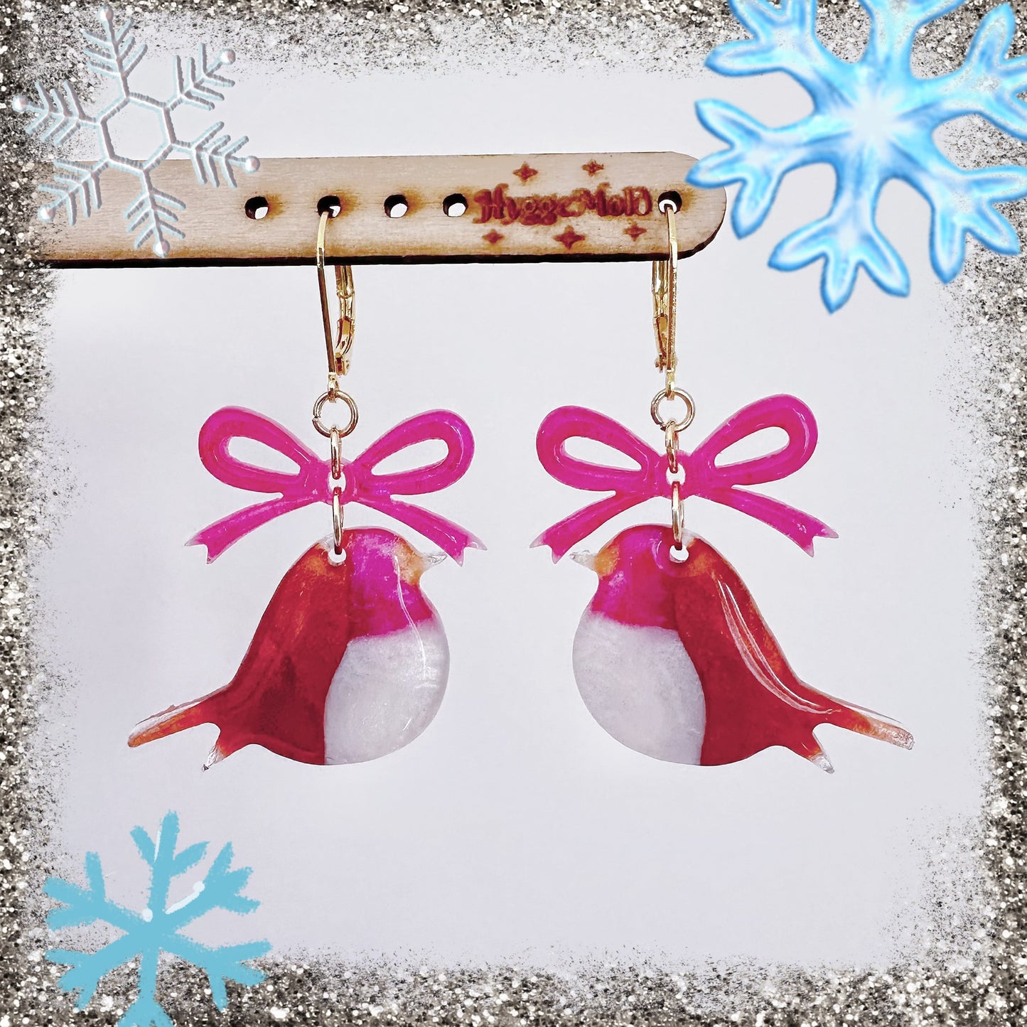 Predomed Robin Bird Ribbon Bow Dangle Earring Mold Christmas Mold