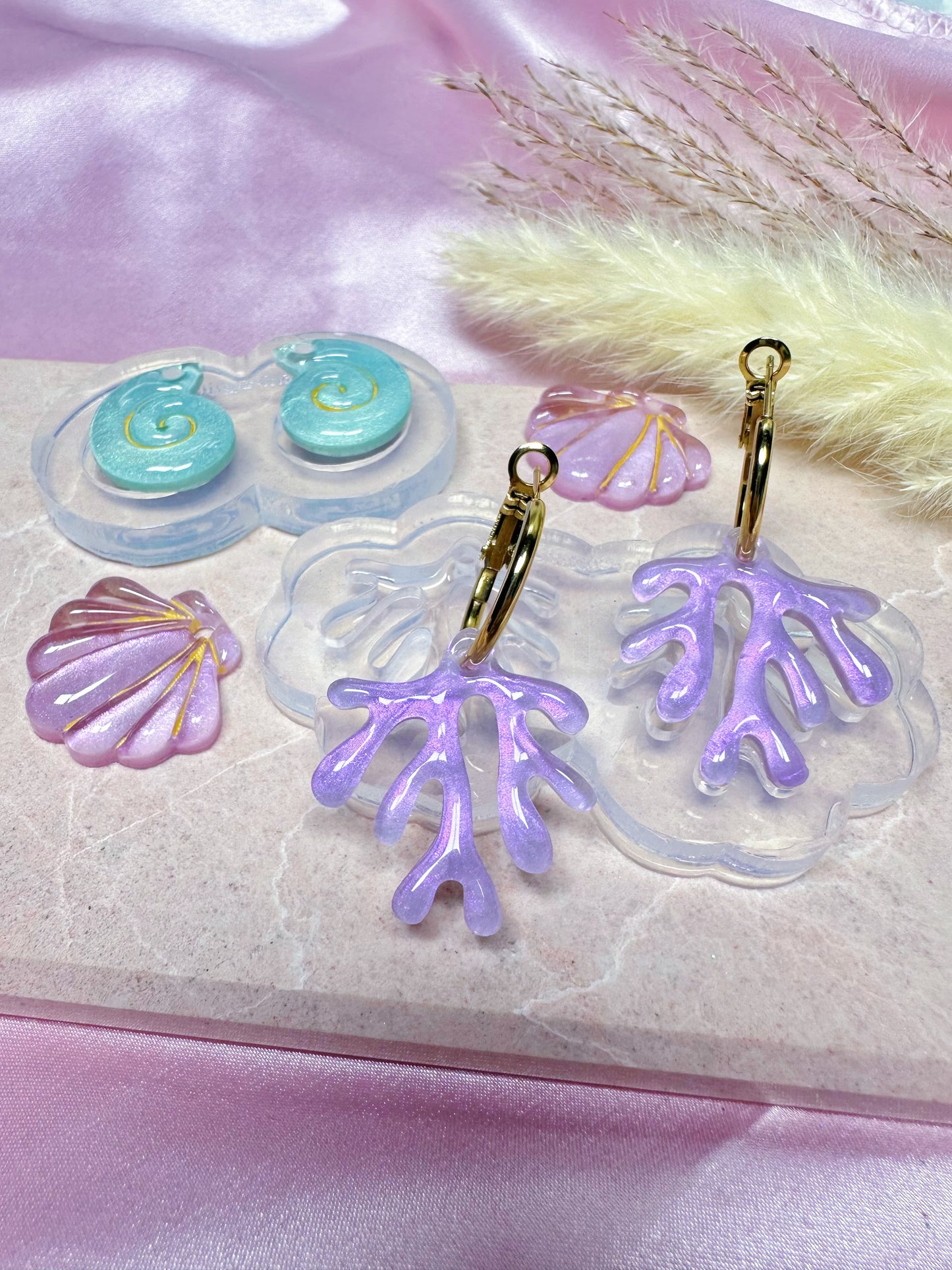 Predomed Coral Dangle Earring Mold for Hoop Charms