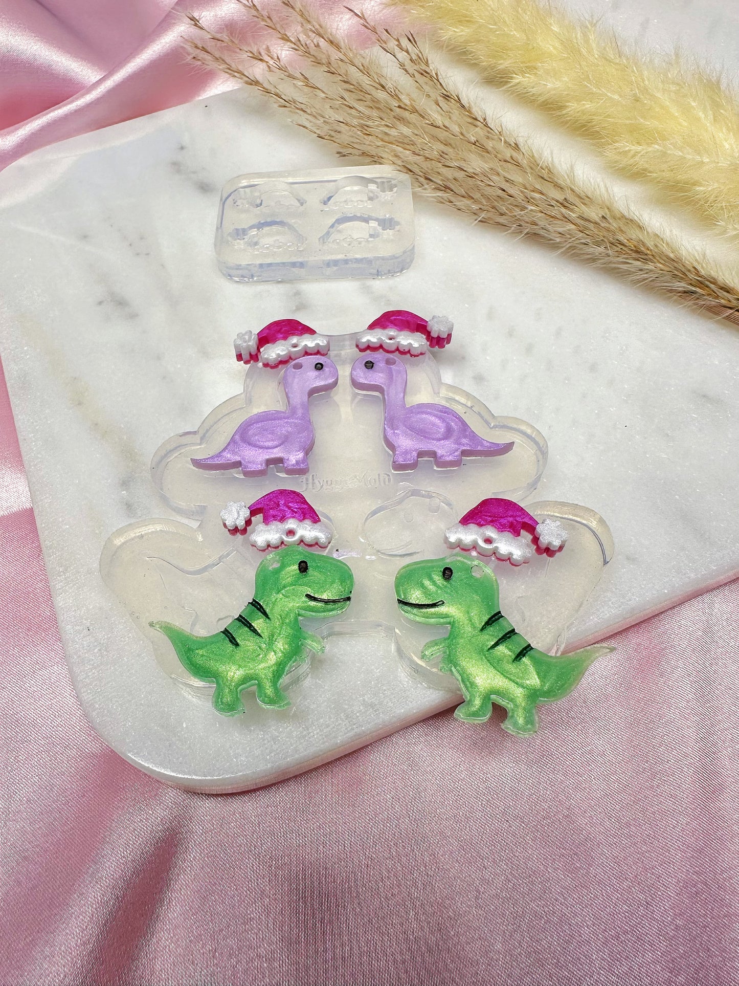 Christmas Santa Hat Dinosaurs Dangle Earring Mold Bundle
