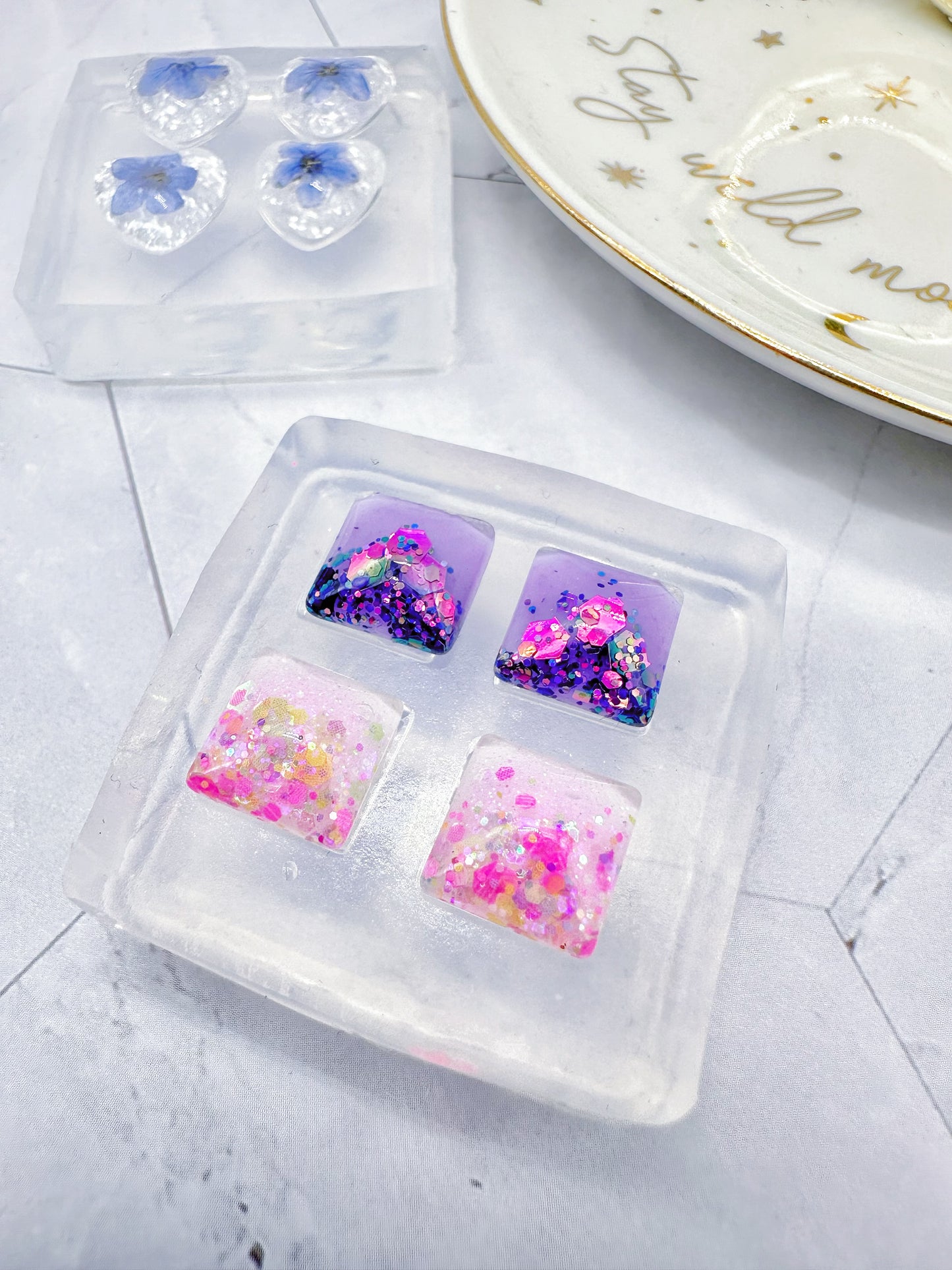 1 cm Dainty Domed Square Stud Earring Mold