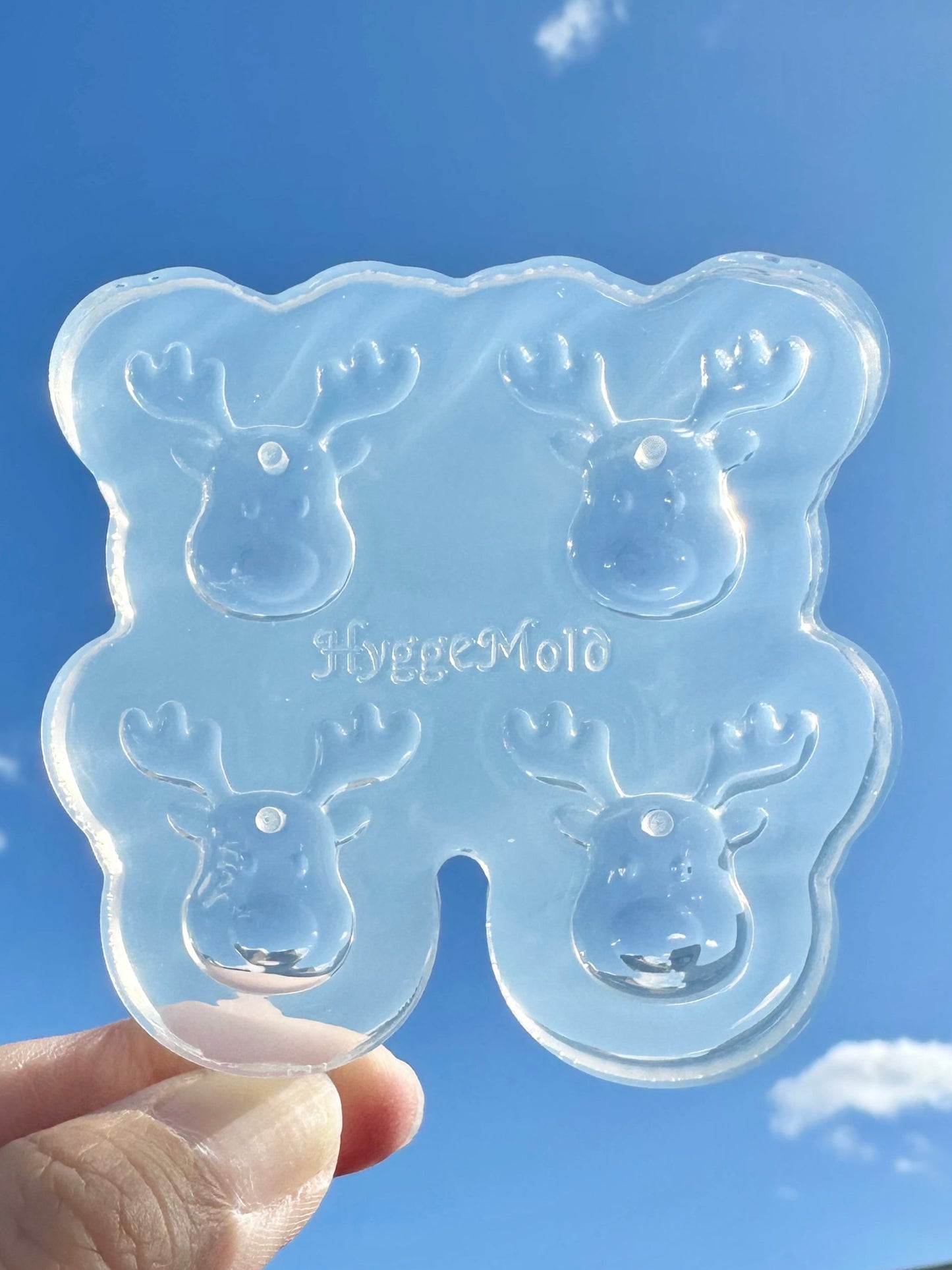 Small Christmas Reindeer Face Dangle Earring Mold