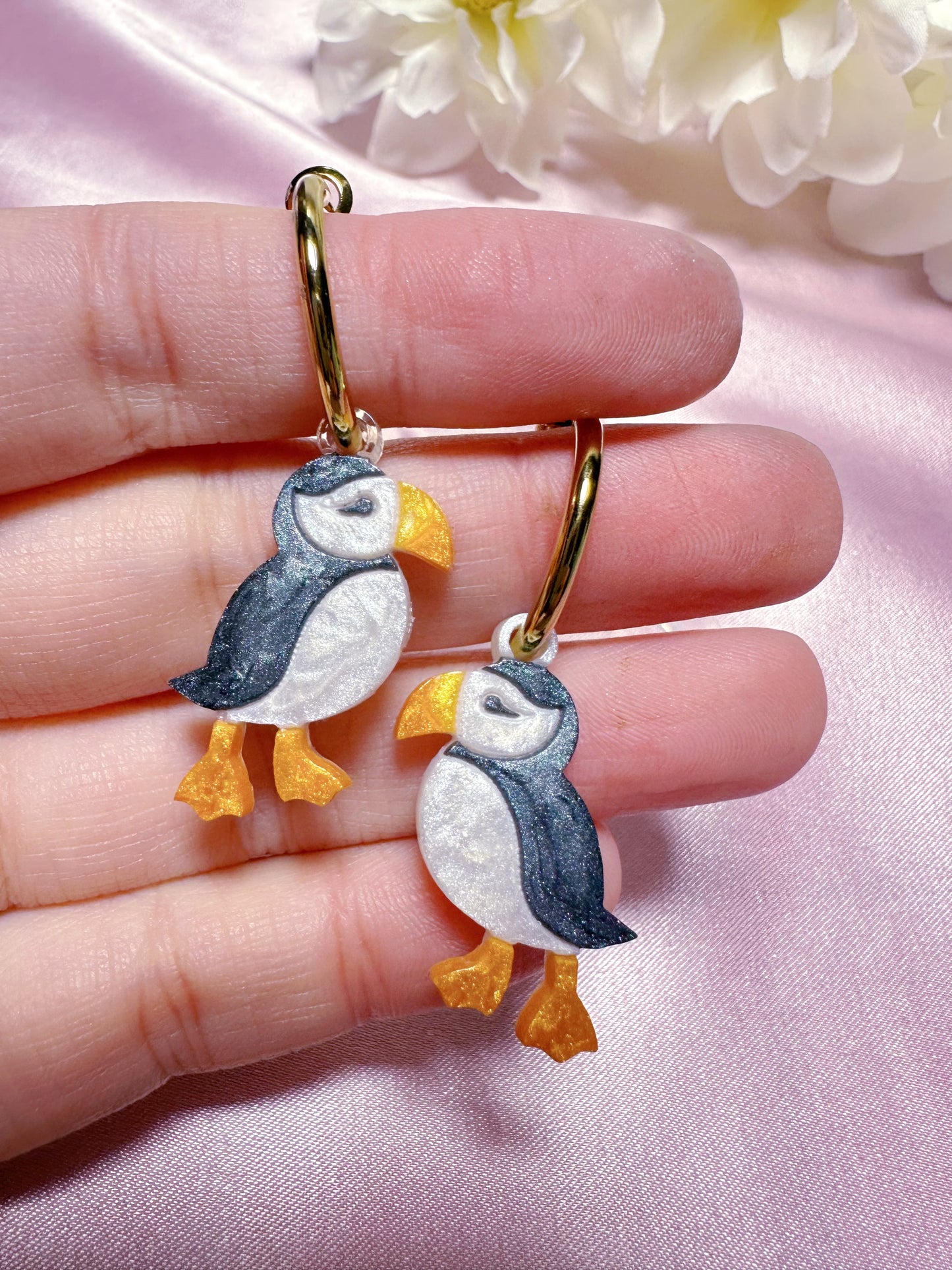 Small Puffin Bird Stud Dangle Earring Mold Palette