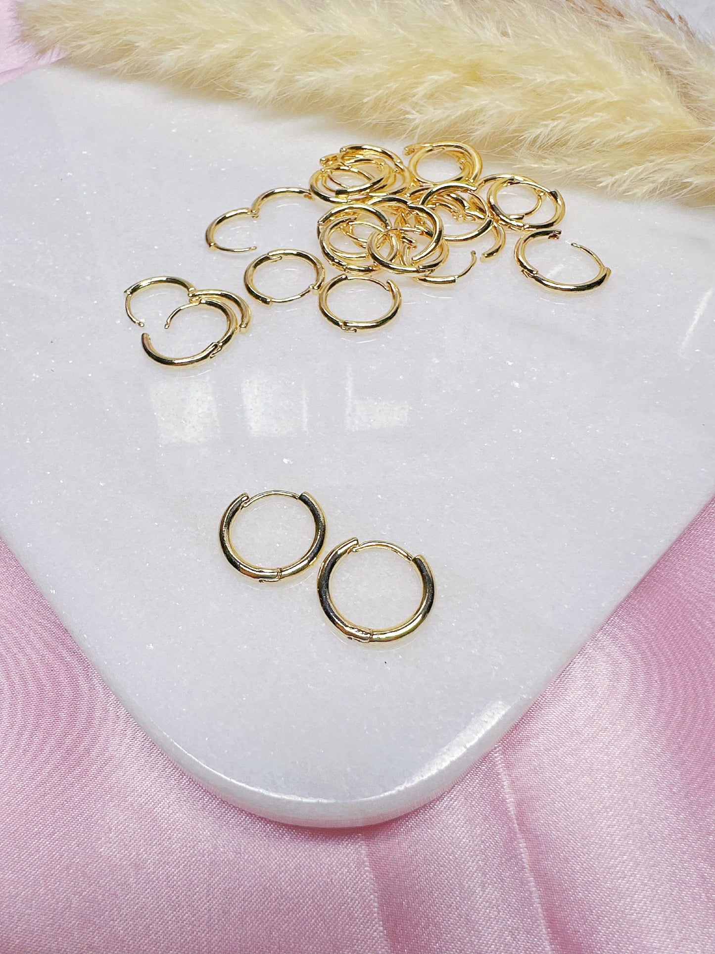 4 Pcs Small 14K Gold-plated Huggie Hoop Earring Findings