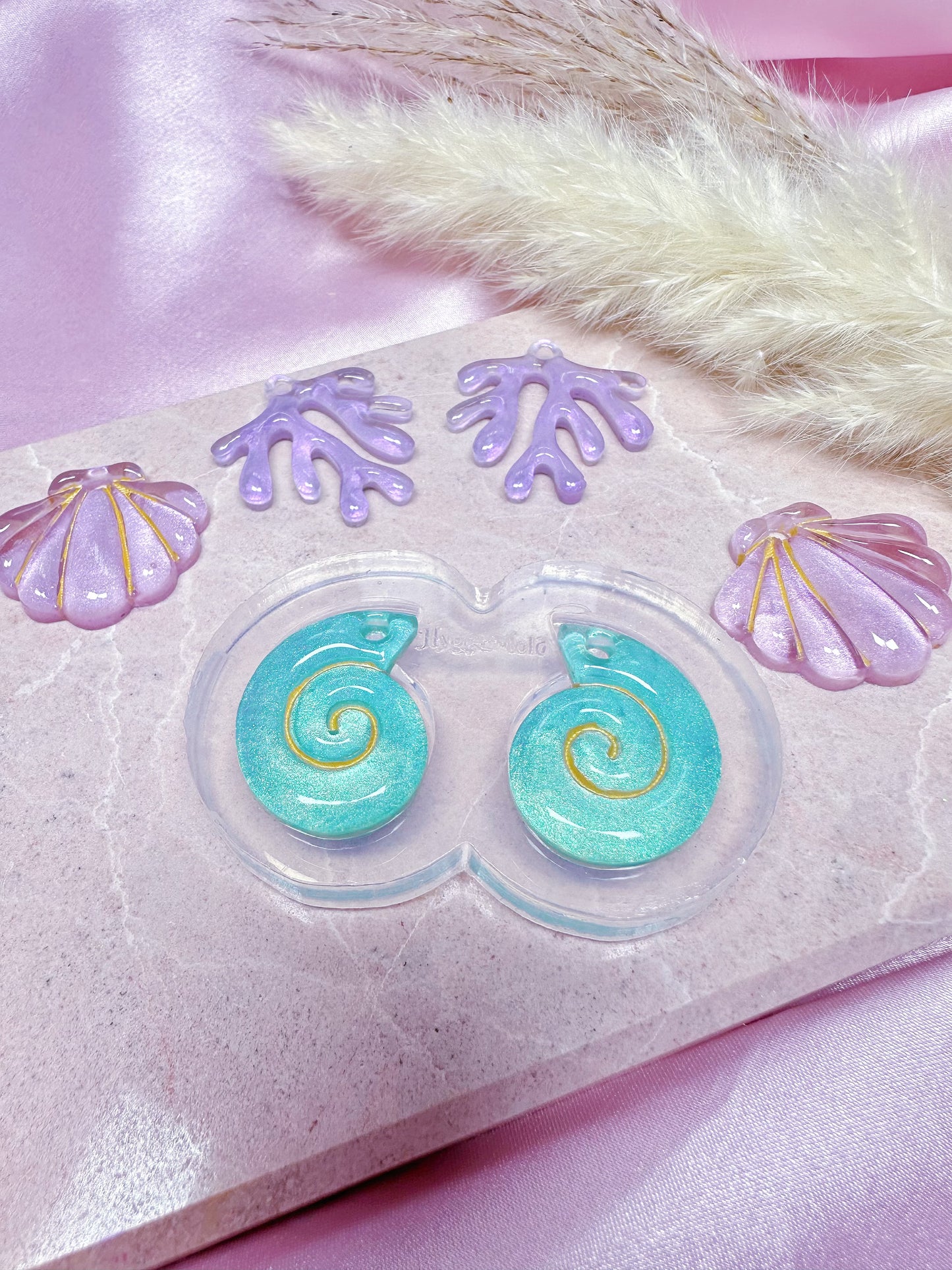 Domed Etched Nautilius Shell Dangle Earring Mold for Hoop Charms
